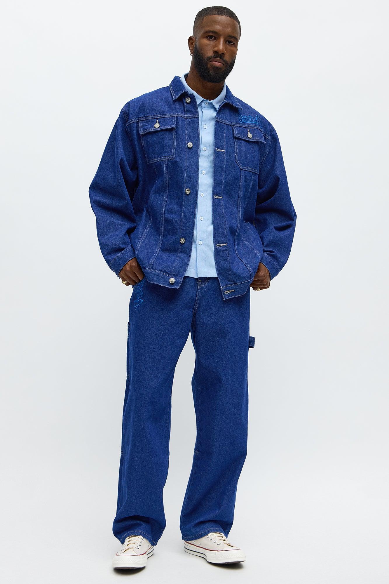 South Pole Baggy Contrast Stitch Back Hit Jeans - Blue Wash Product Image