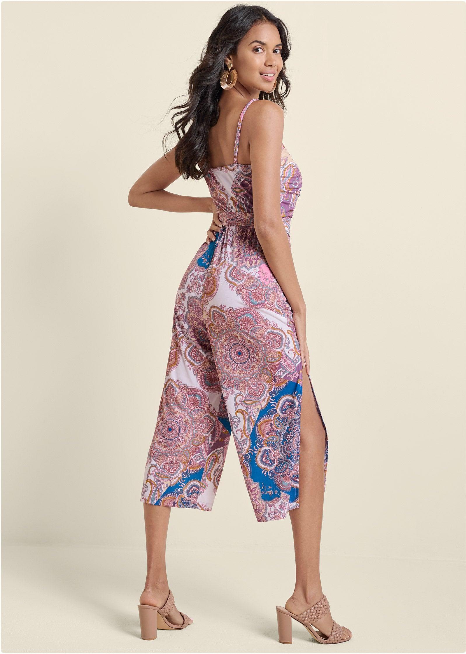 Paisley Print Jumpsuit - Pink Multi Product Image