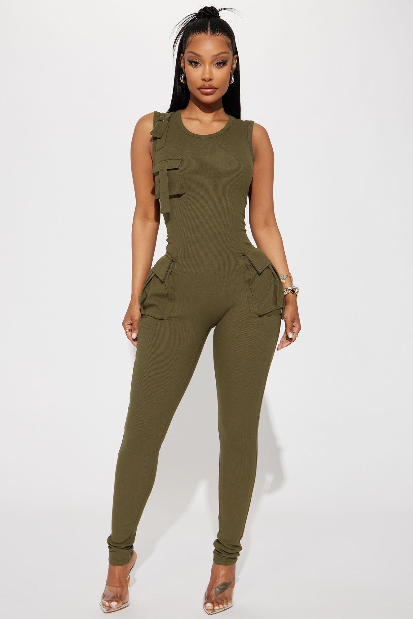 Maddix Ribbed Jumpsuit - Olive Product Image