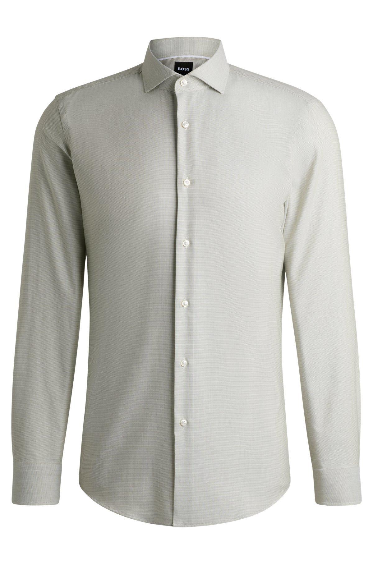 Slim-fit shirt in a structured cotton blend Product Image