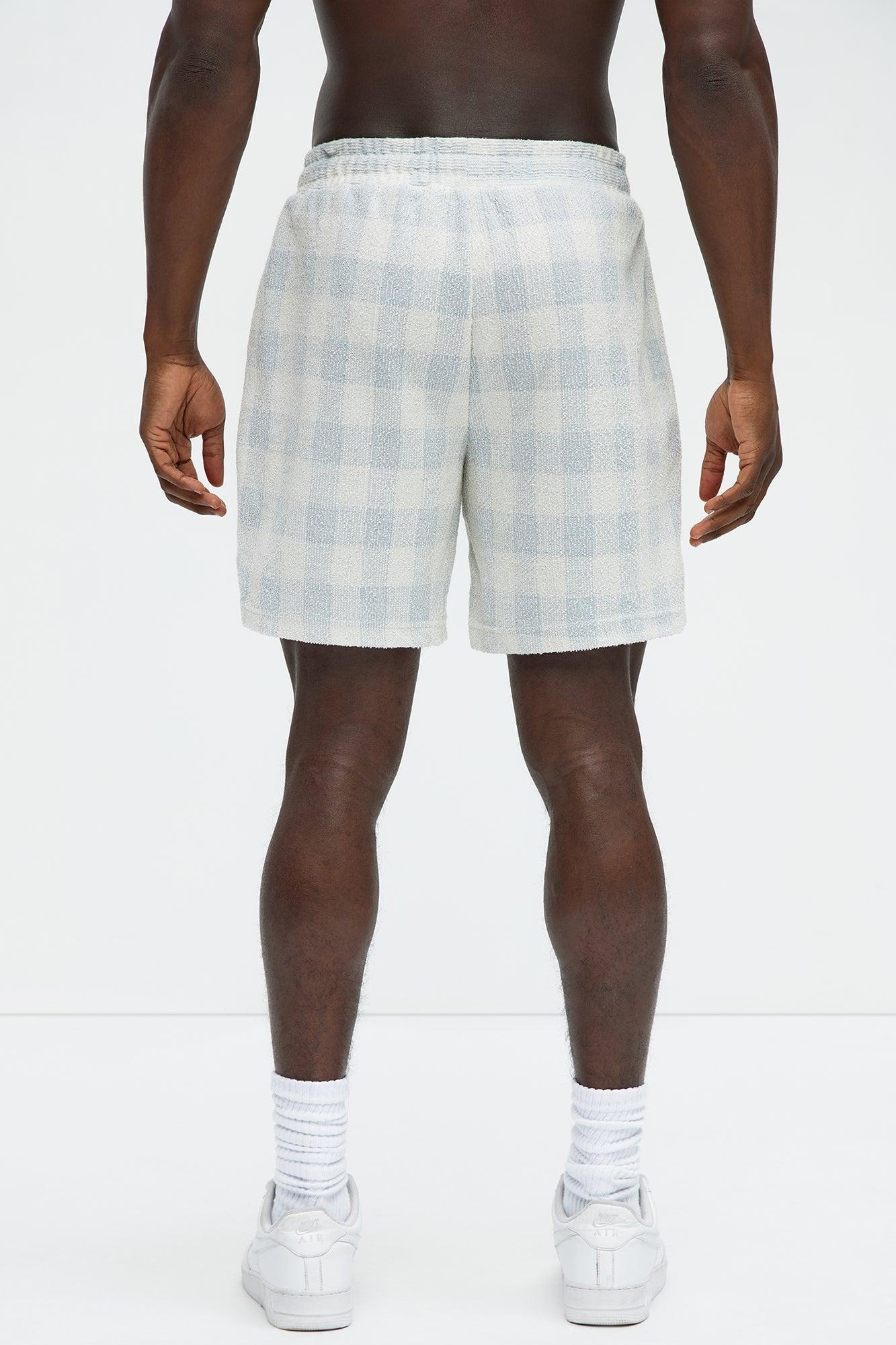 Ezra Checkered Textured Shorts - Blue/combo Product Image