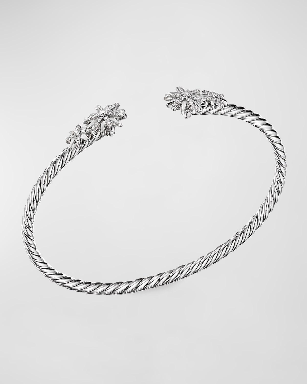 Womens Starburst Cable Bracelet in Sterling Silver Product Image