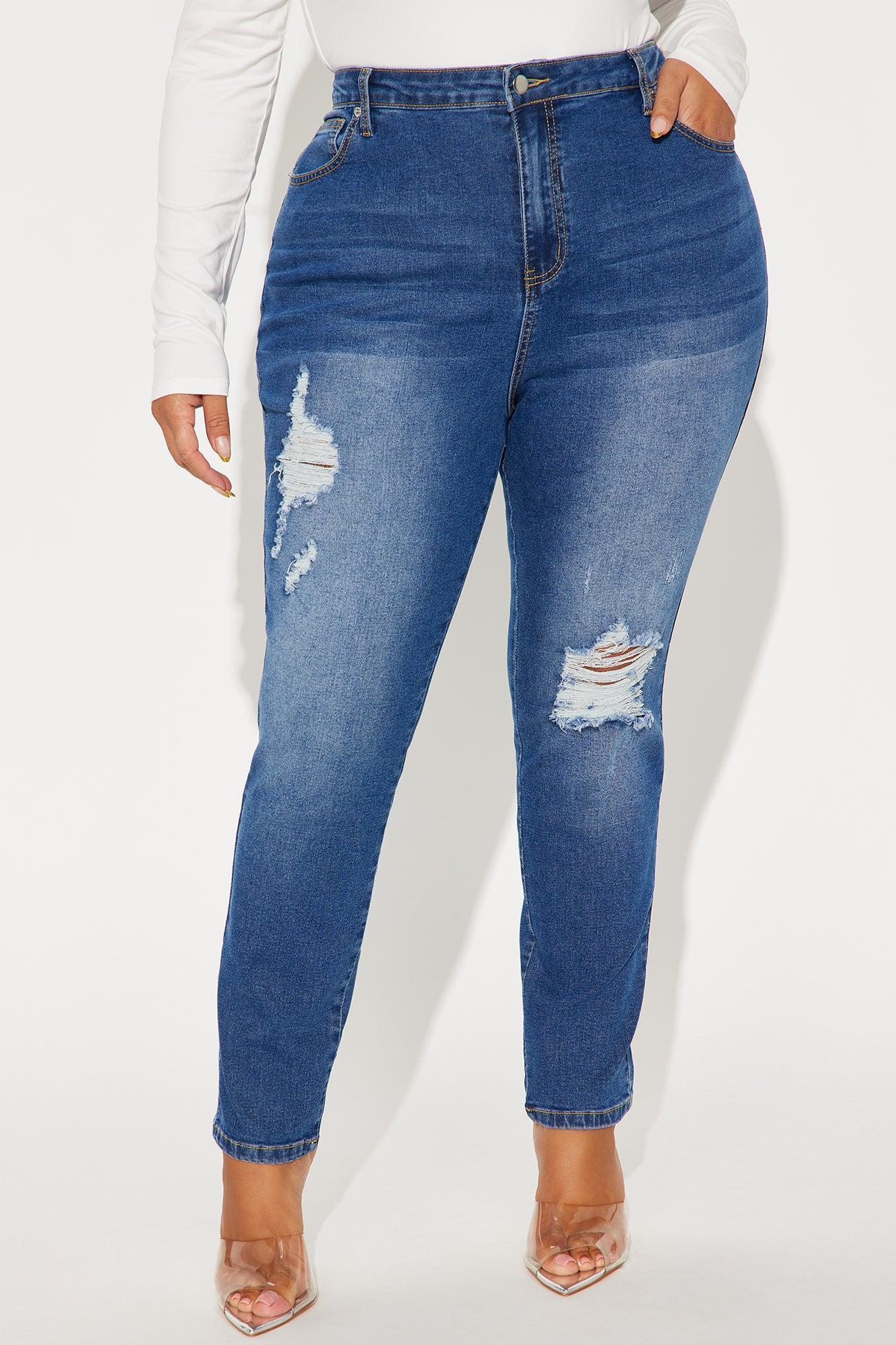 Call It Love Stretch Ripped Skinny Jeans - Dark Wash Product Image