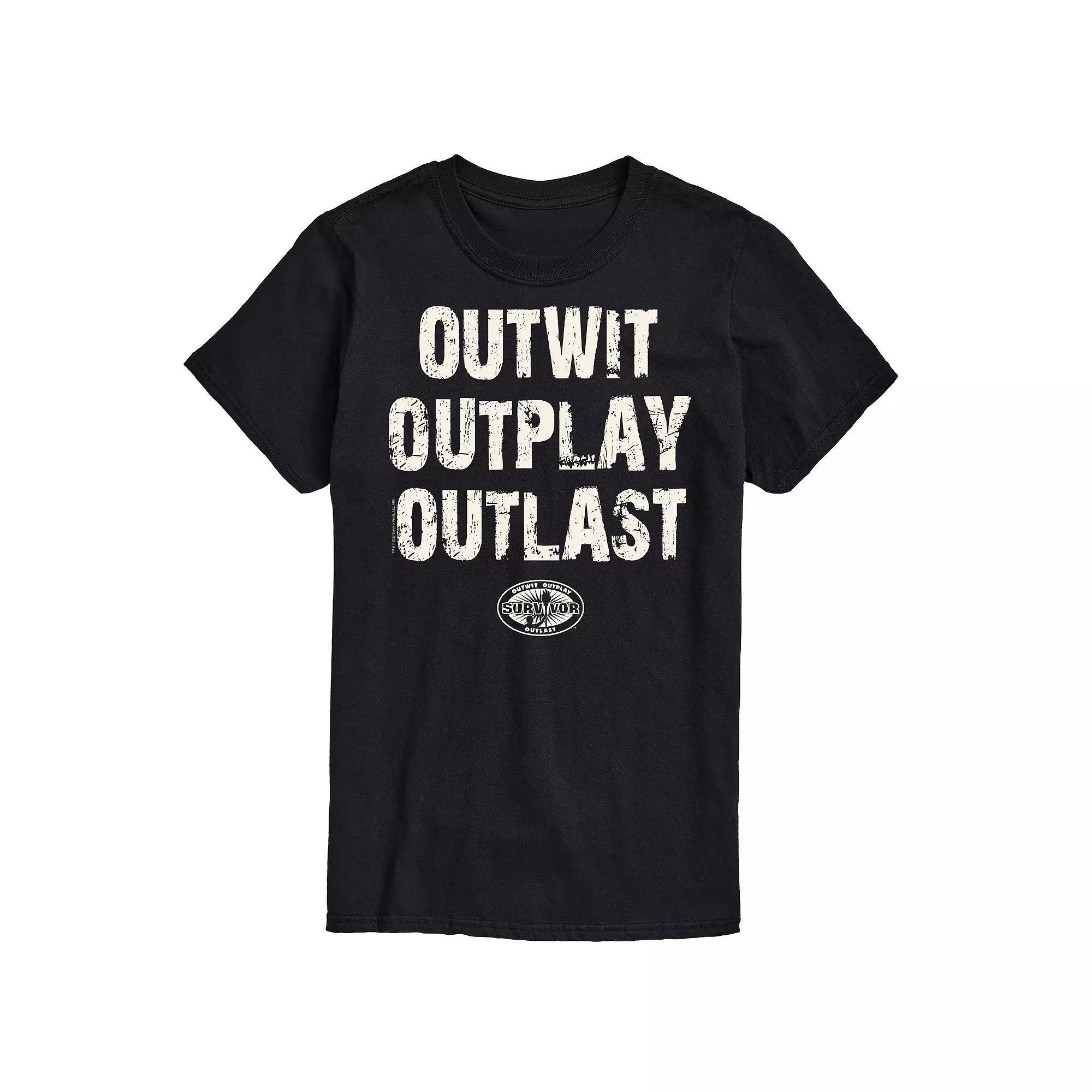 Big & Tall Survivor Outwit Outplay Outlast Graphic Tee, Men's, Size: Large Tall, Black Product Image