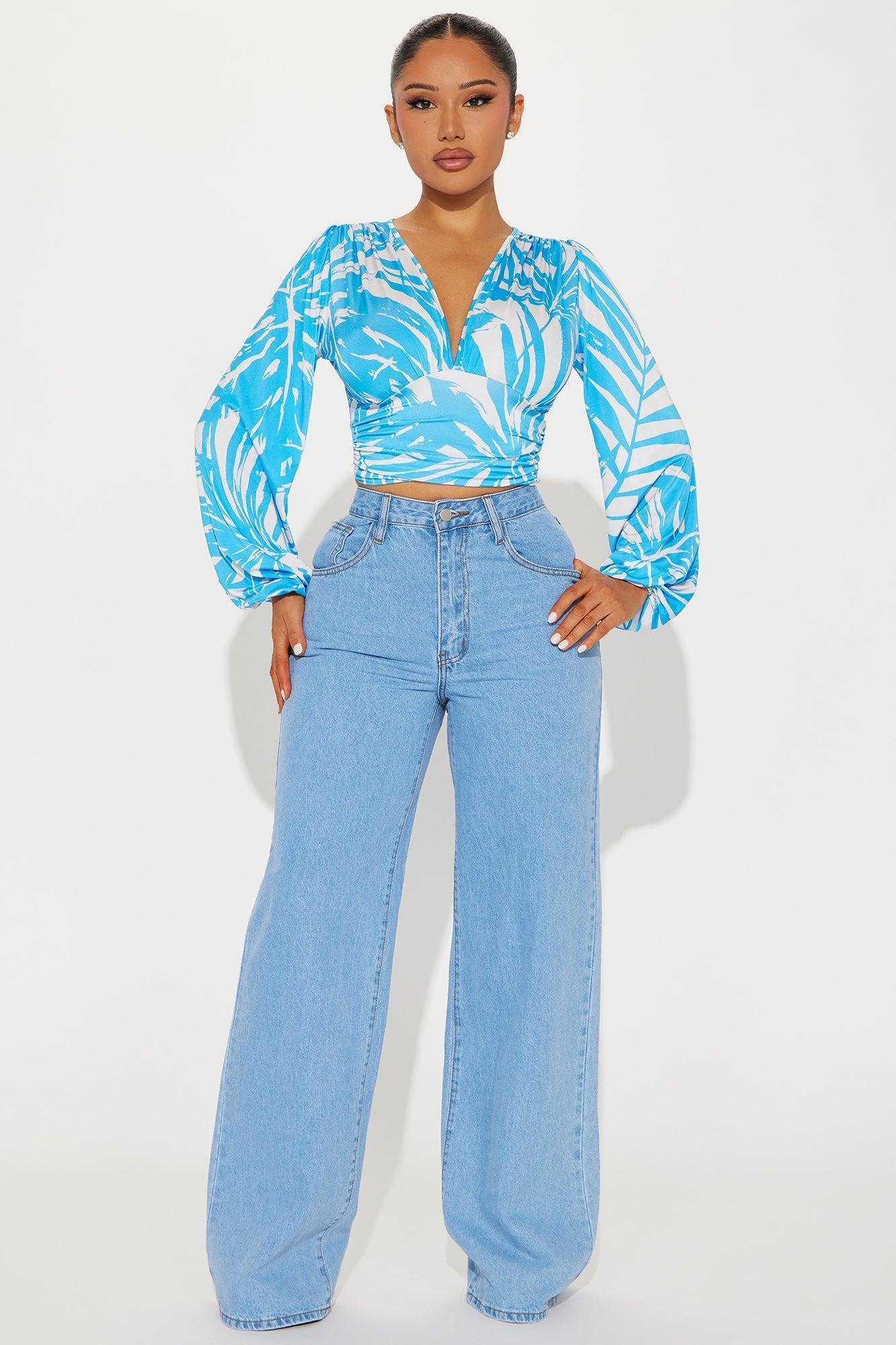 Coastal Getaway Blouse - Blue/combo Product Image