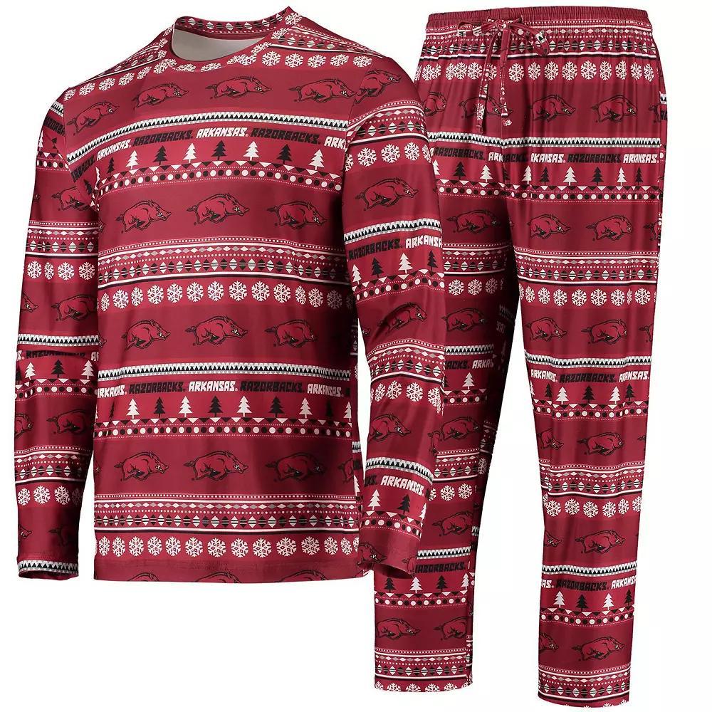 Men's Concepts Sport Cardinal Arkansas Razorbacks Ugly Sweater Long Sleeve T-Shirt and Pants Sleep Set, Size: Medium, Red Product Image