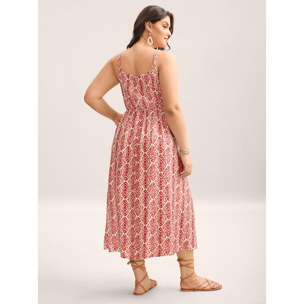 Plus Size Wavy Print Cami Flowy Maxi Dress Dirtypink Women V-neck Sleeveless Curvy BloomChic 12/L Product Image