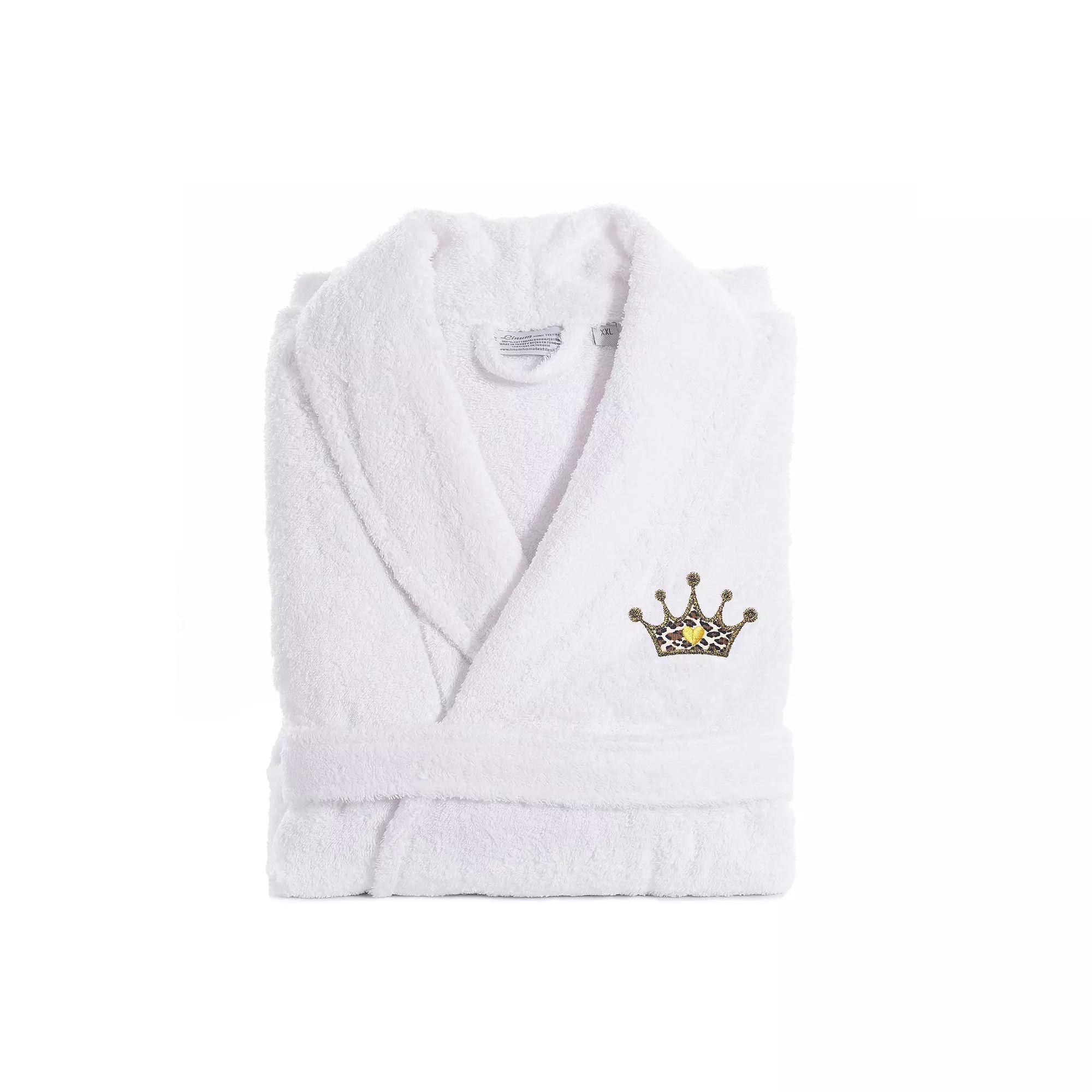 Linum Home Textiles Turkish Cotton Terry Embroidered Bath Robe, Women's, Size: Large/XL, White Product Image