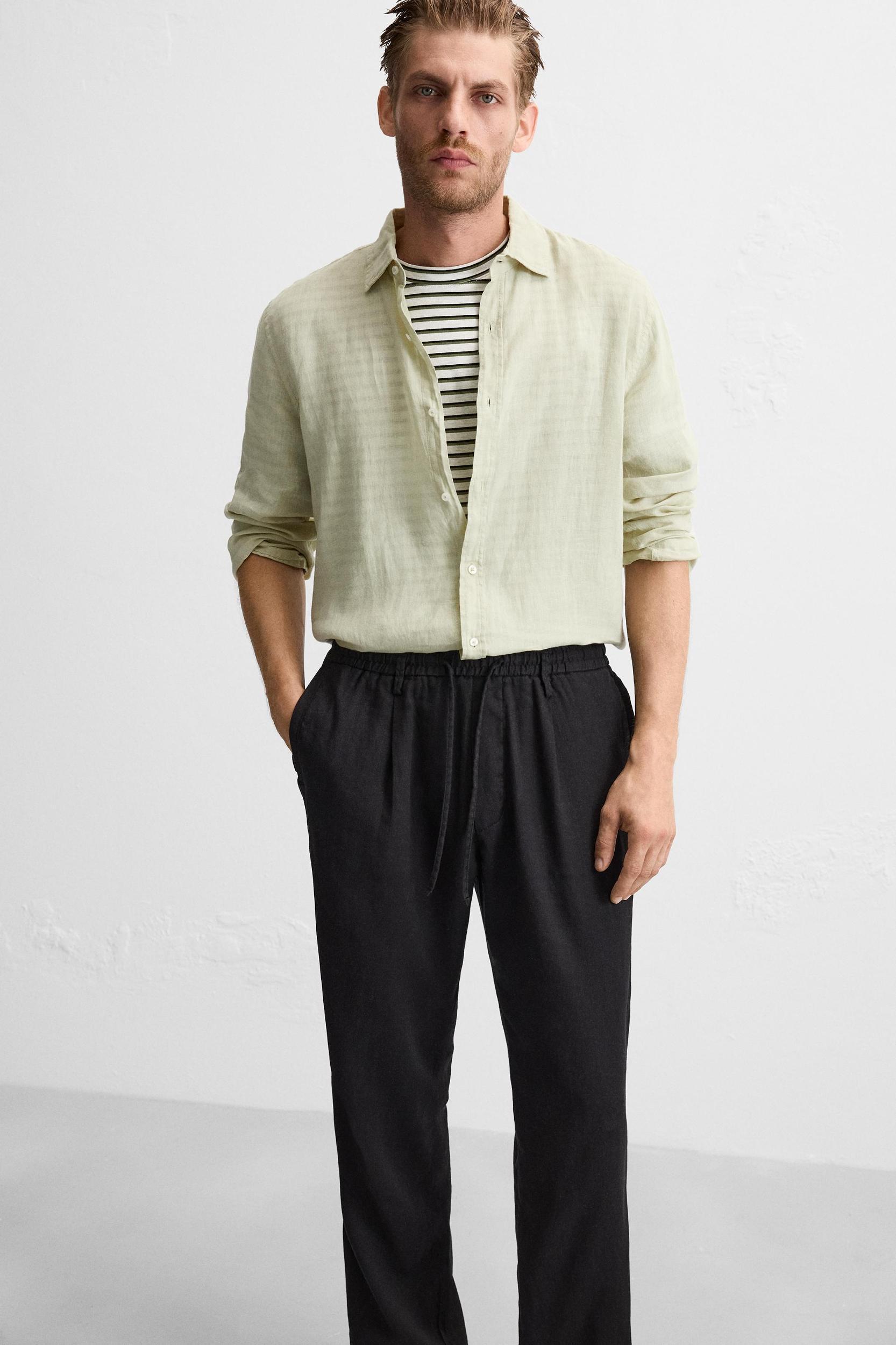 PLEATED COTTON - LINEN PANTS Product Image