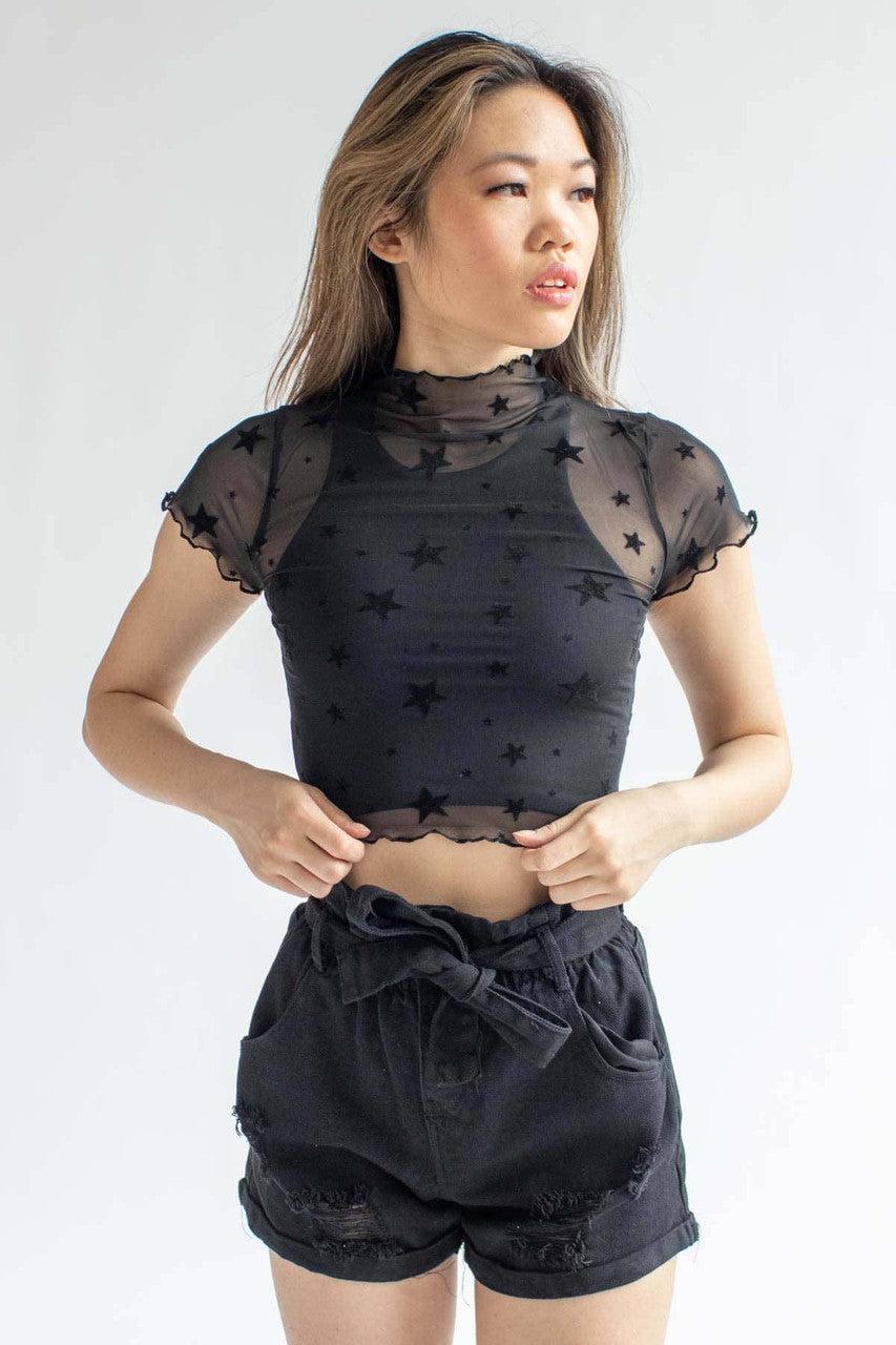Black Stars Mesh Tee Product Image