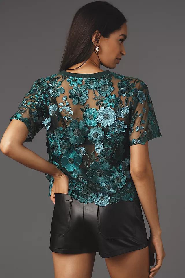 Dolan Left Coast Flower Appliqué Sheer Tee Product Image