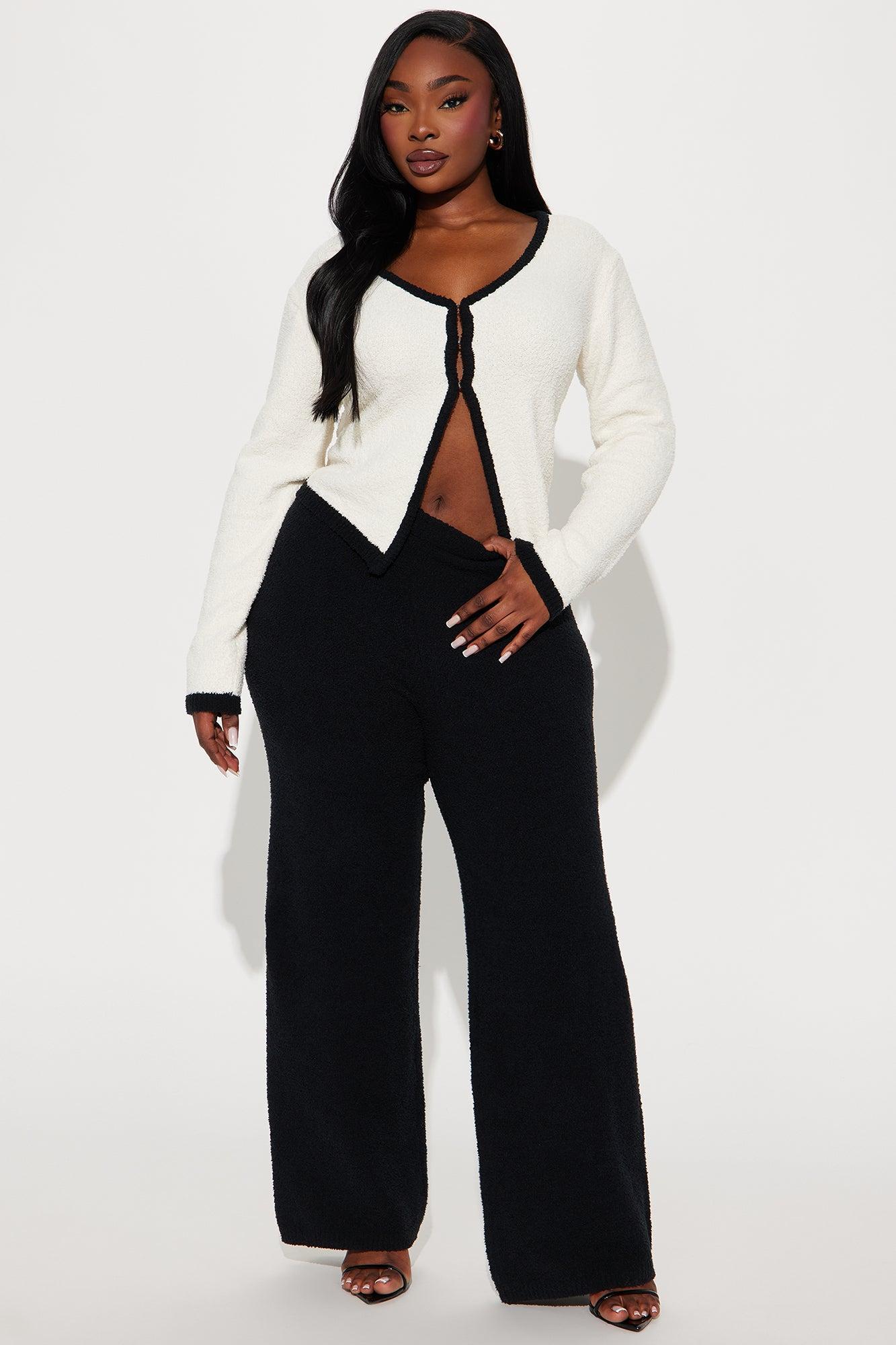 Alanna Cozy Wide Leg Pant Set - Black/combo Product Image