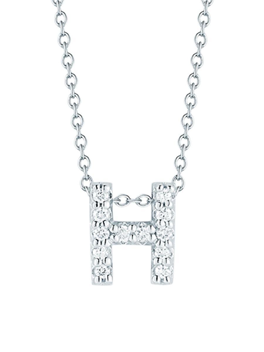Roberto Coin 18K White Gold Initial Love Letter Pendant Necklace with Diamonds, 16 Product Image