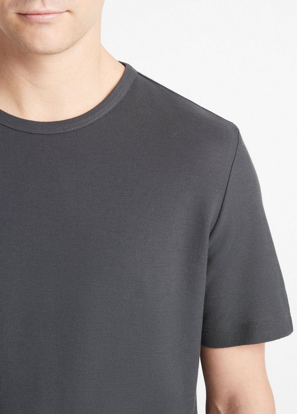 Mens Pima Cotton Piqu Crew Neck T-Shirt, Soft Black, Size L Vince Product Image