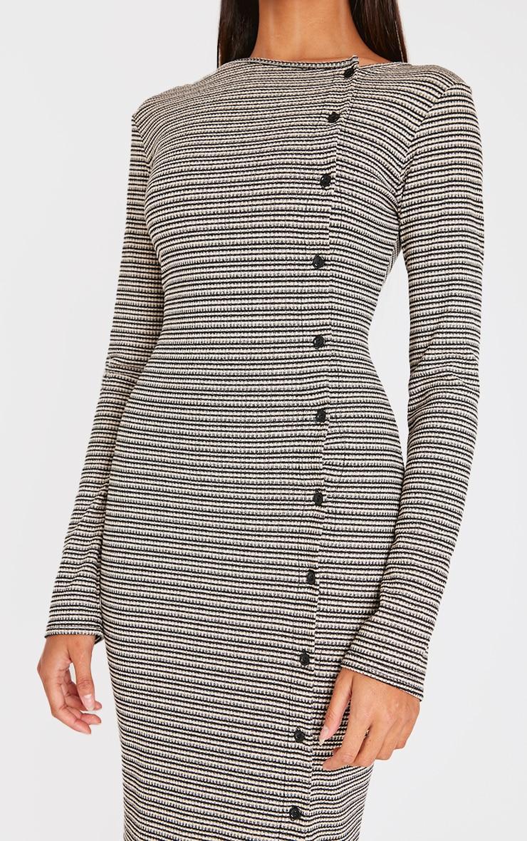 Black Textured Button Down Long Sleeve Maxi Dress Product Image