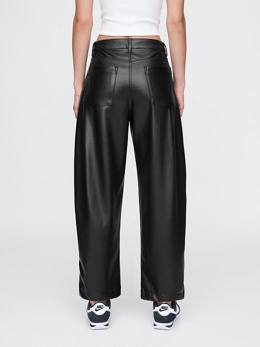 Mid Rise Vegan Leather Barrel Pants Product Image