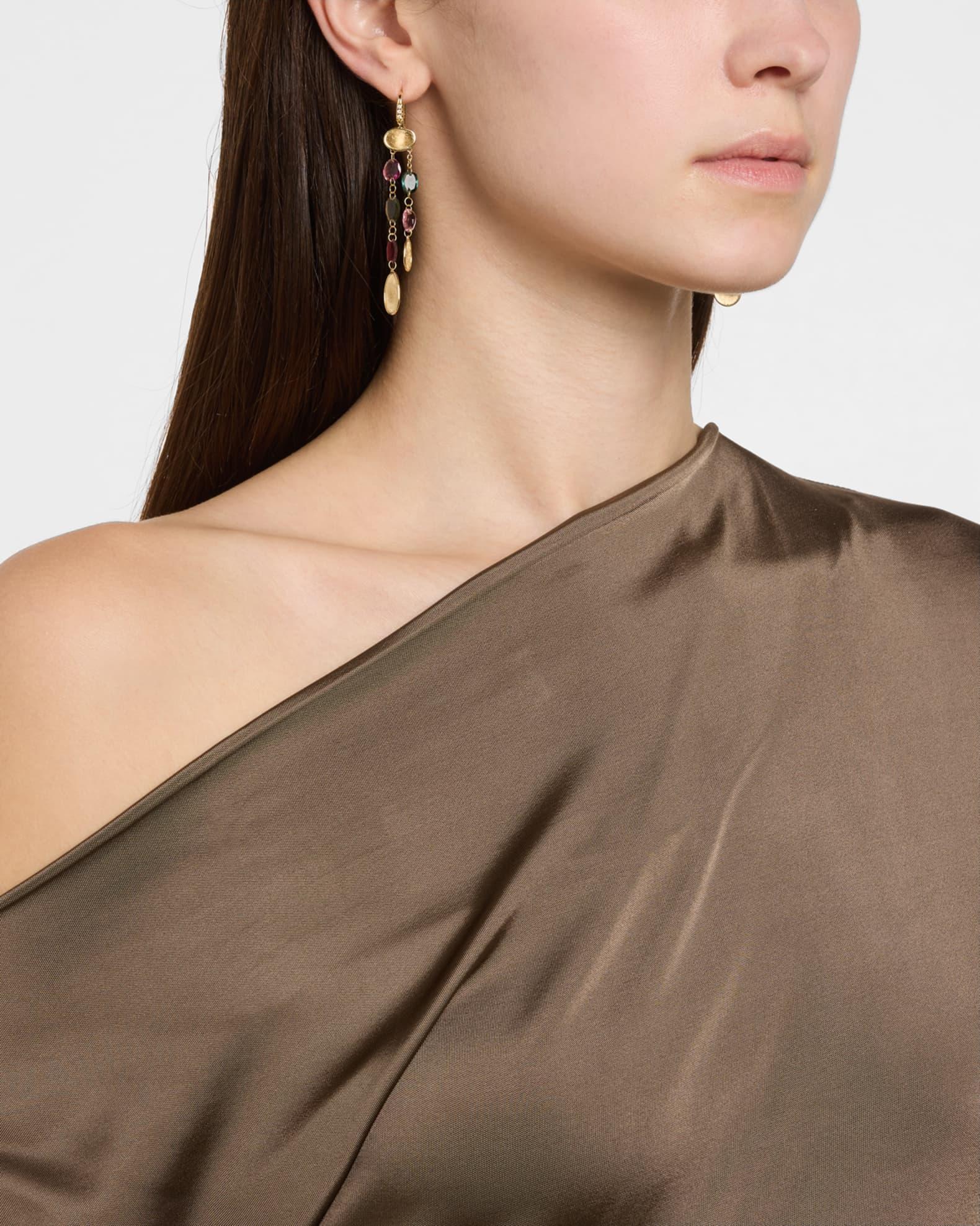 Lunaria 18K Yellow Gold Multi-Color Tourmaline Drop Earrings with Diamonds Product Image