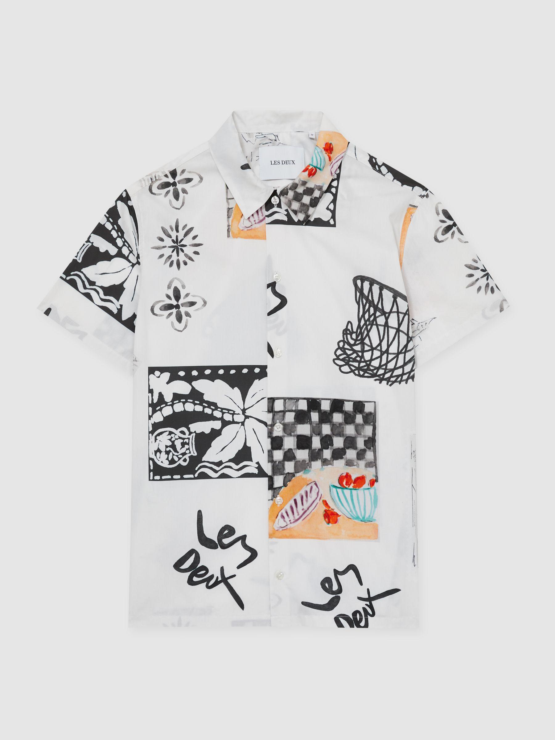 Les Deux Cotton Graphic-Print Shirt in Ivory Print Product Image