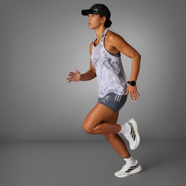 adidas Boston Marathon 2025 Allover Print Tank Top Onix XL Womens Product Image