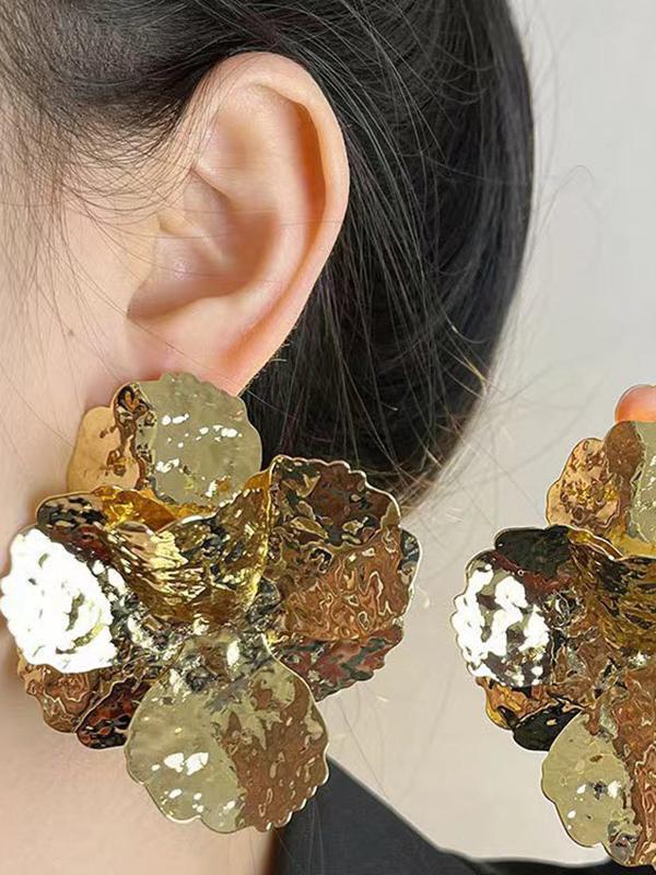 Flower Shape Shiny Earrings Accessories Product Image