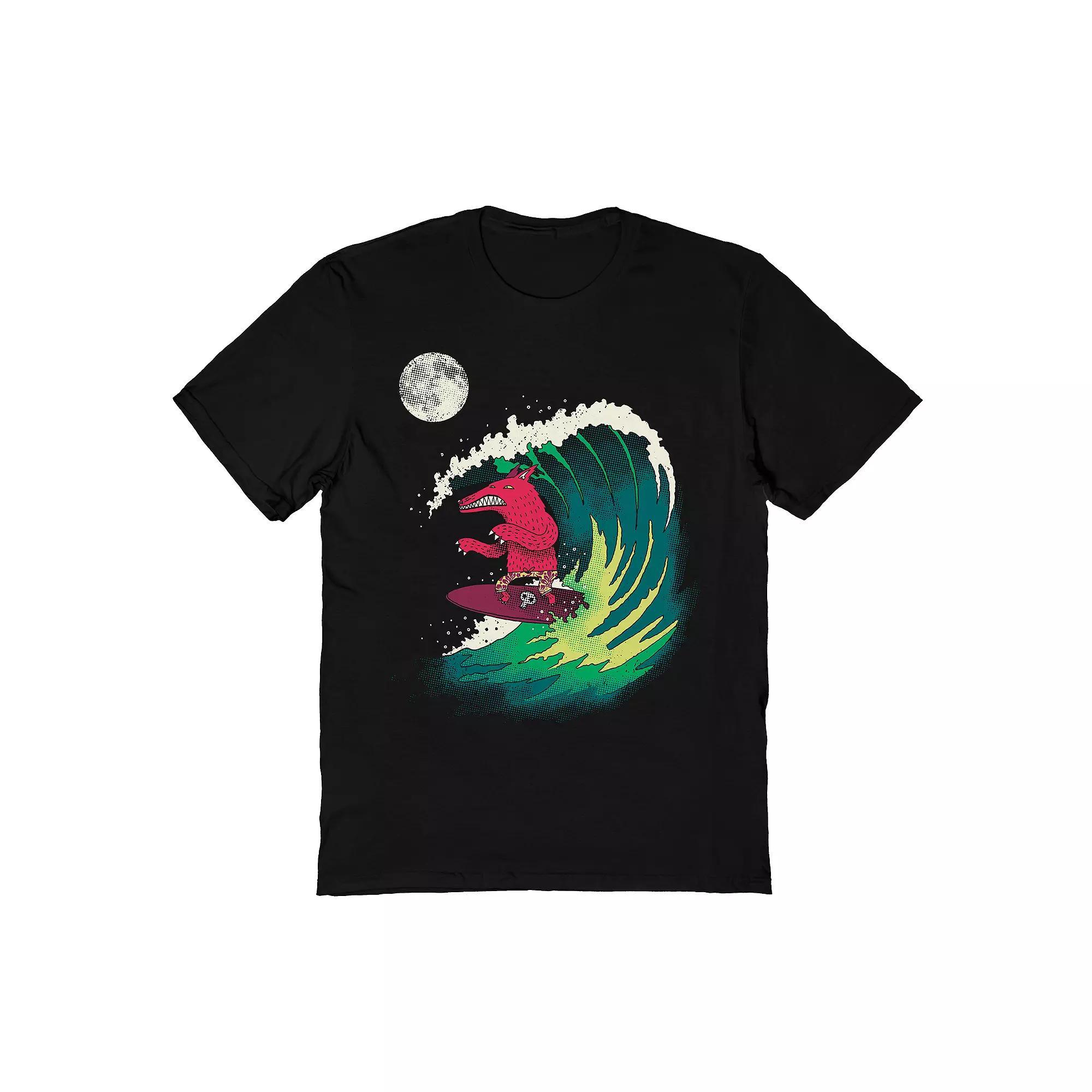 Men's DinoMike Moonlight Surfer Tee, Size: XXL, Black Product Image
