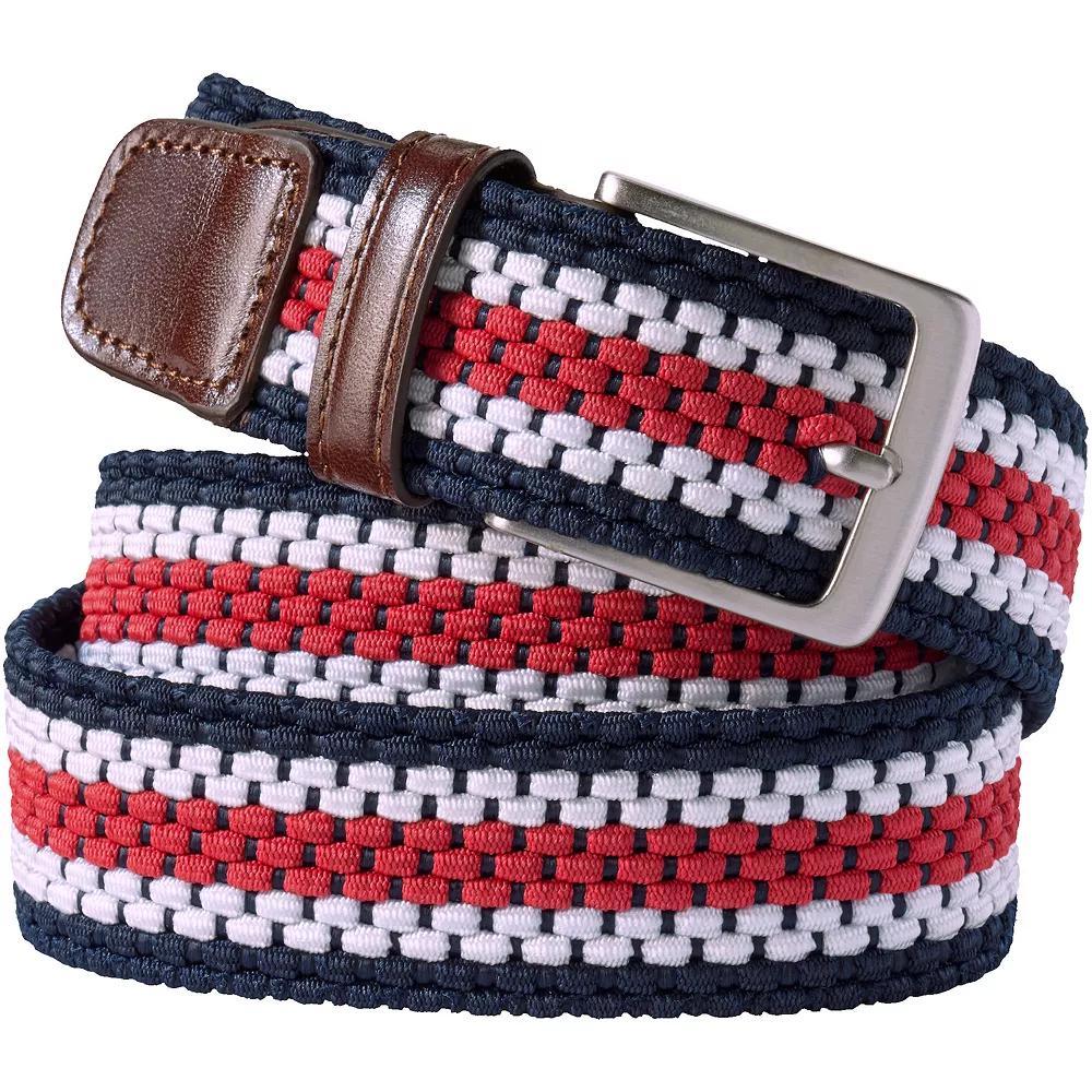 Men's Lands' End Elastic Braid Leather Trim Belt, Size: XXL, Green Clay Stripe Product Image