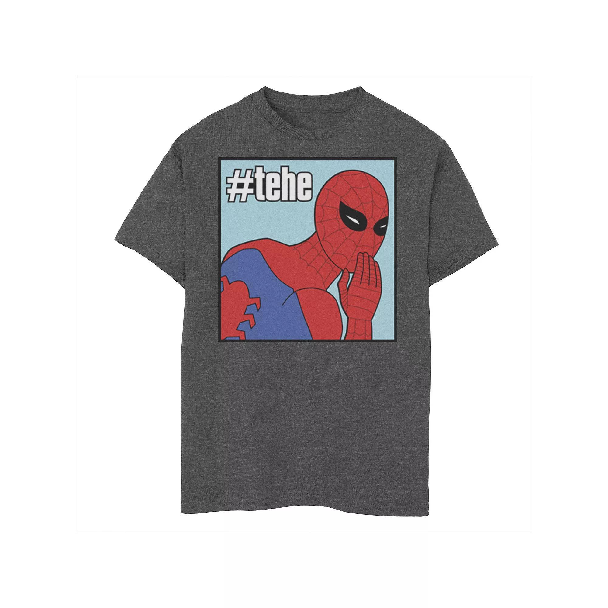Boys 8-20 Marvel Spider-Man #tehe Laughing Vintage Portrait Panel Graphic Tee, Boy's, Size: Small, Grey Heather Product Image