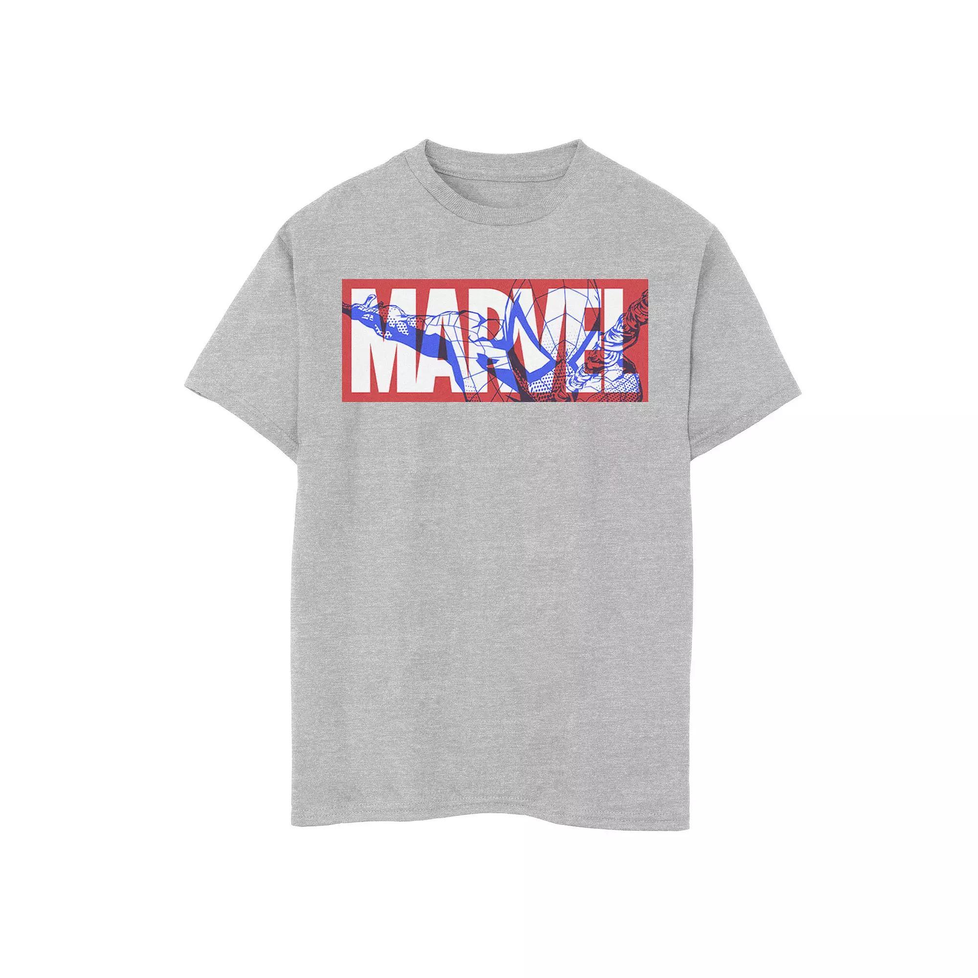Boys 8-20 Marvel Spider-Man Large Classic Movie Logo Graphic Tee, Boys Athletic Grey Product Image