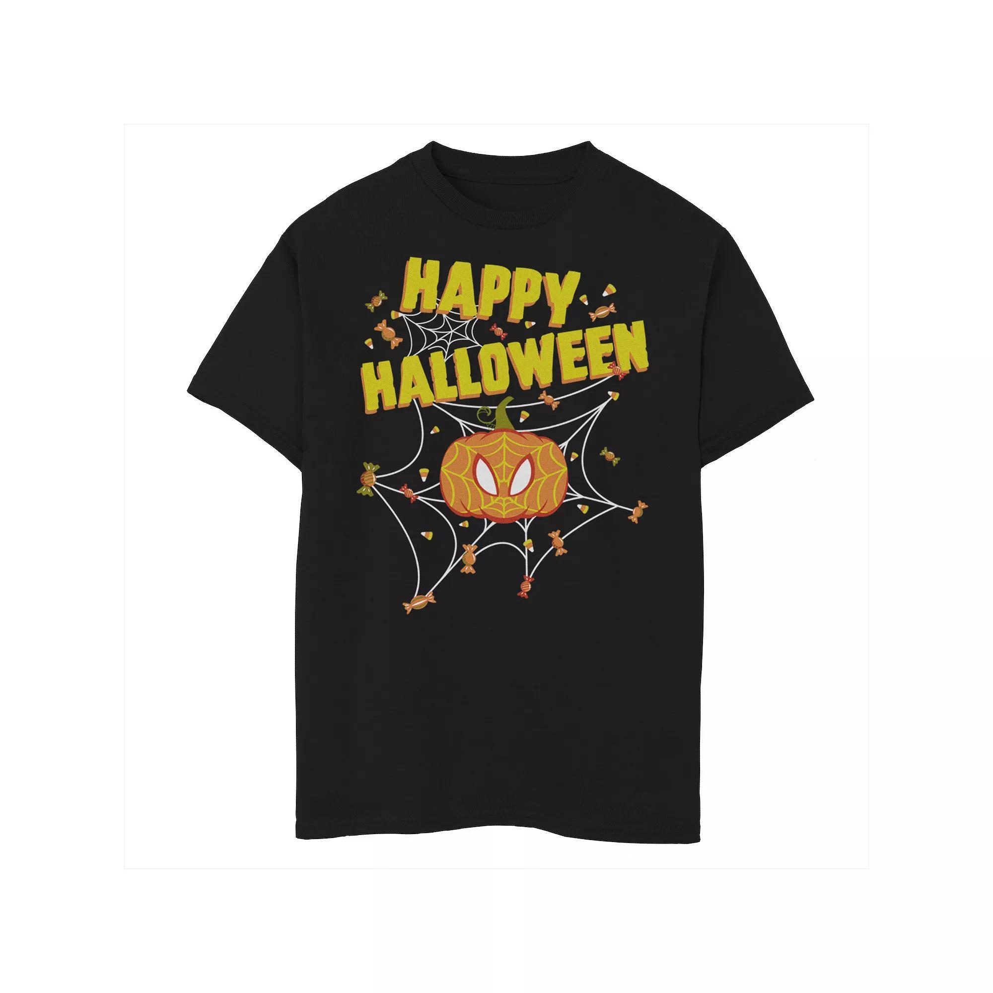 Boys 8-20 Marvel Spider-Man Pumpkin Happy Halloween Graphic Tee, Boy's, Size: XL, Black Product Image