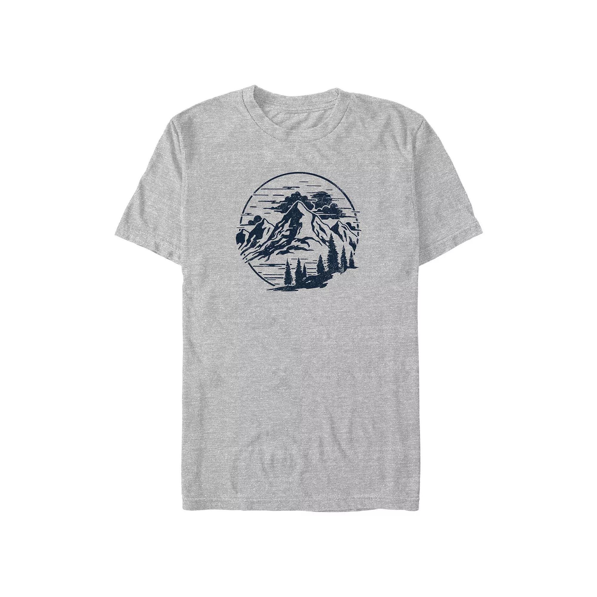 Big & Tall Mountain Front View Graphic Tee, Men's, Size: 3XL, Athletic Grey Product Image
