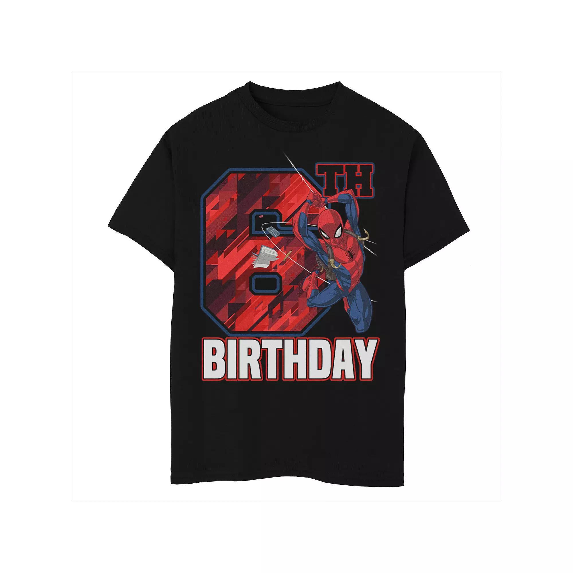 Boys Marvel Spider-Man Web Swing 6th Birthday Husky Graphic Tee, Boy's, Size: Small HUSKY, Black Product Image