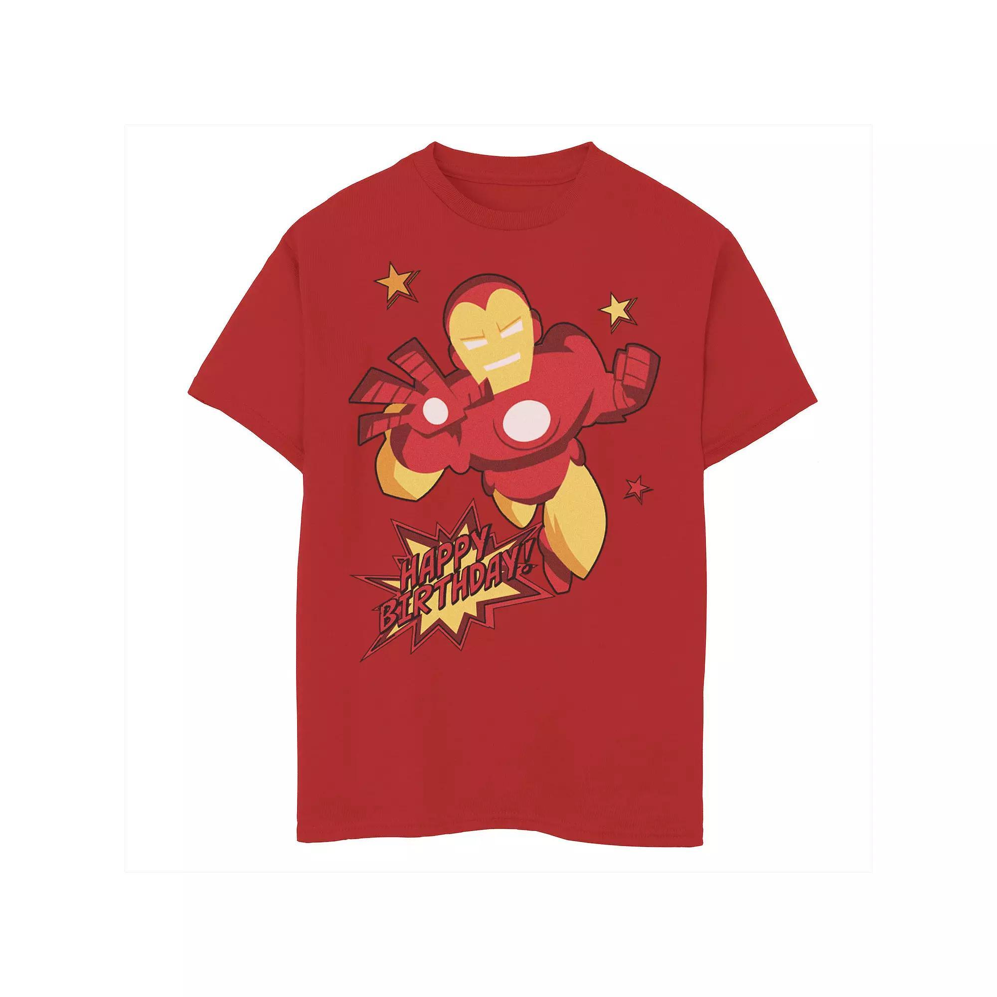 Boys 8-20 Marvel Avengers Iron Man Happy Birthday Tee, Boy's, Size: Small, Red Product Image