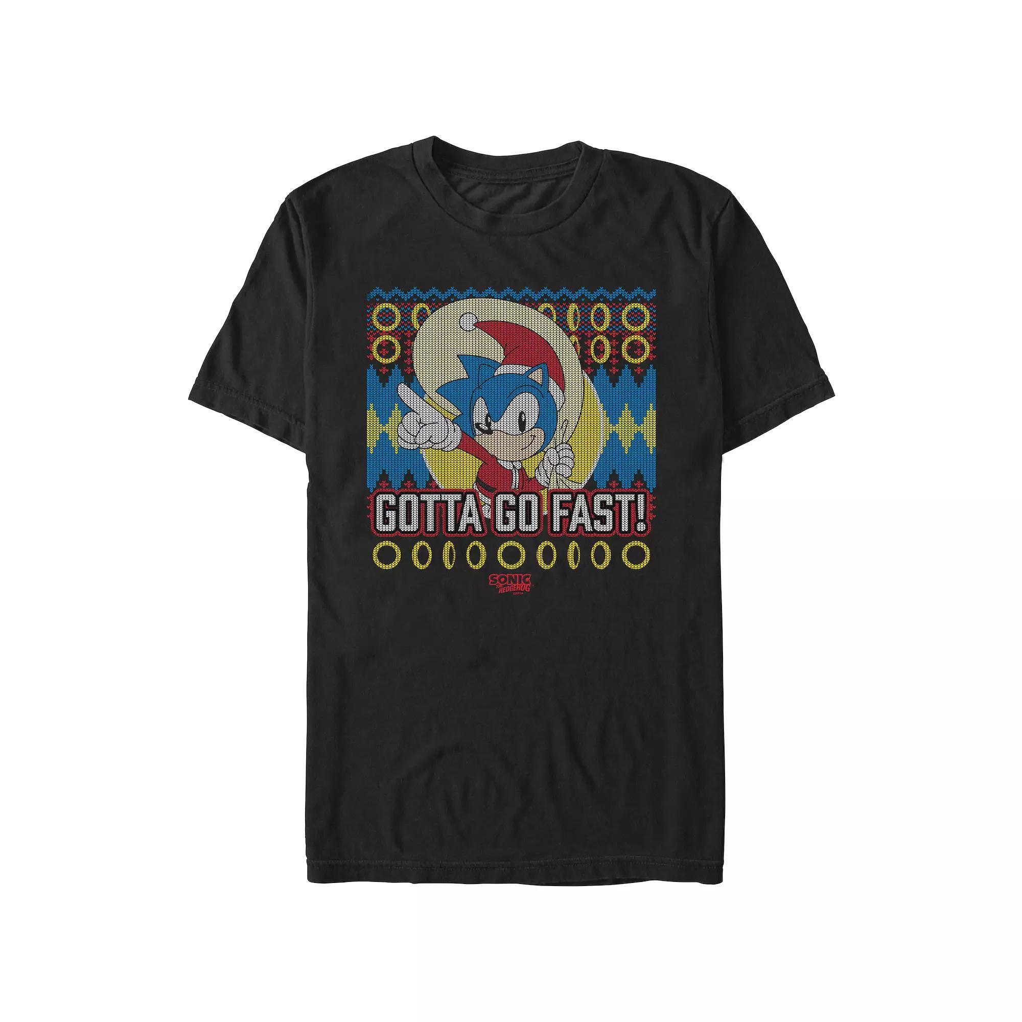 Men's Sonic Santa Claus Gotta Go Fast Graphic Tee, Size: Medium, Black Product Image