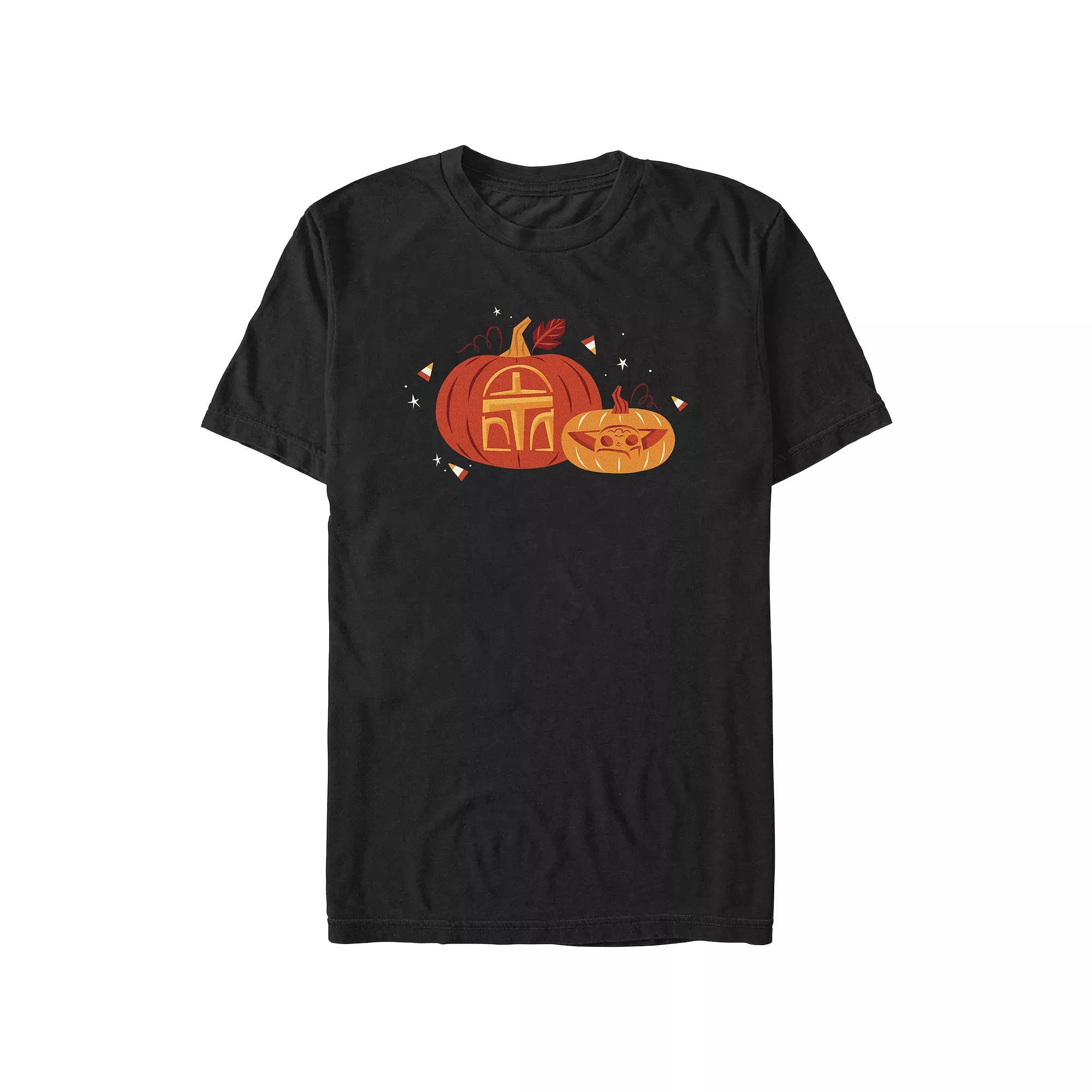 Men's Star Wars The Mandalorian Carved Pumpkins Graphic Tee, Size: Large, Black Product Image