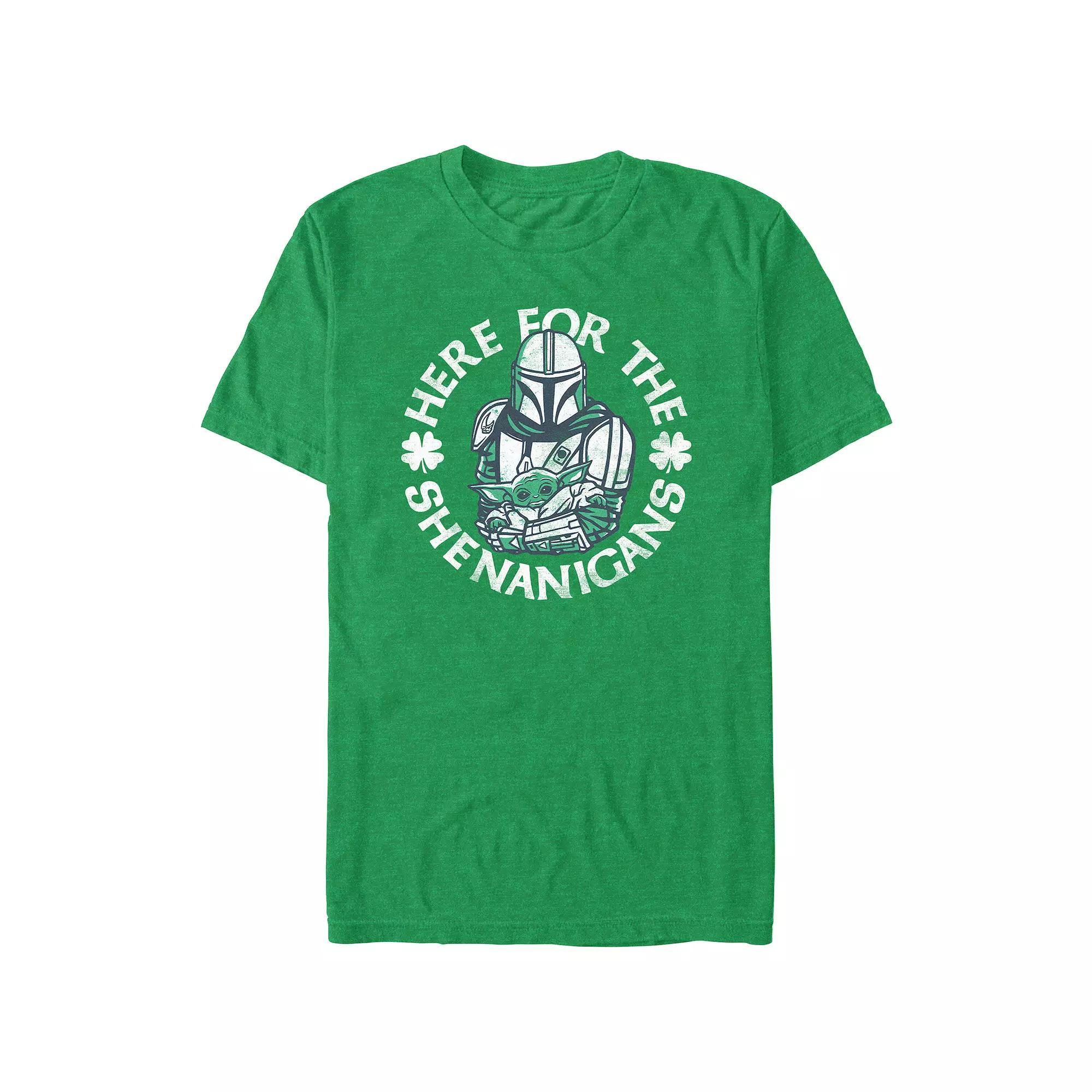 Men's The Mandalorian The Child Here For The Shenanigans Graphic Tee, Size: Small, Kelly Grey Product Image