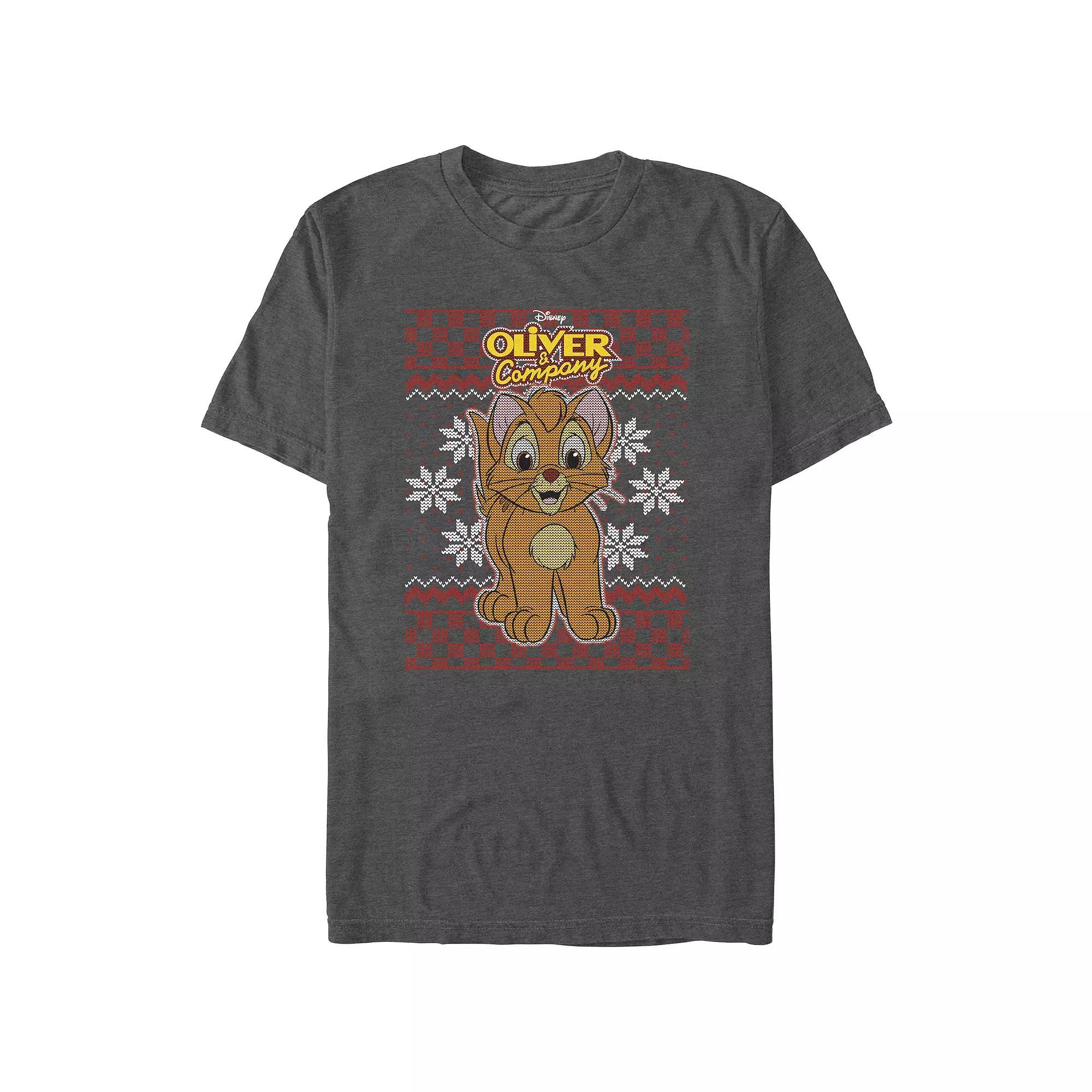 Big & Tall Oliver And Company Christmas Sweater Graphic Tee, Men's, Size: Large Tall, Grey Heather Product Image