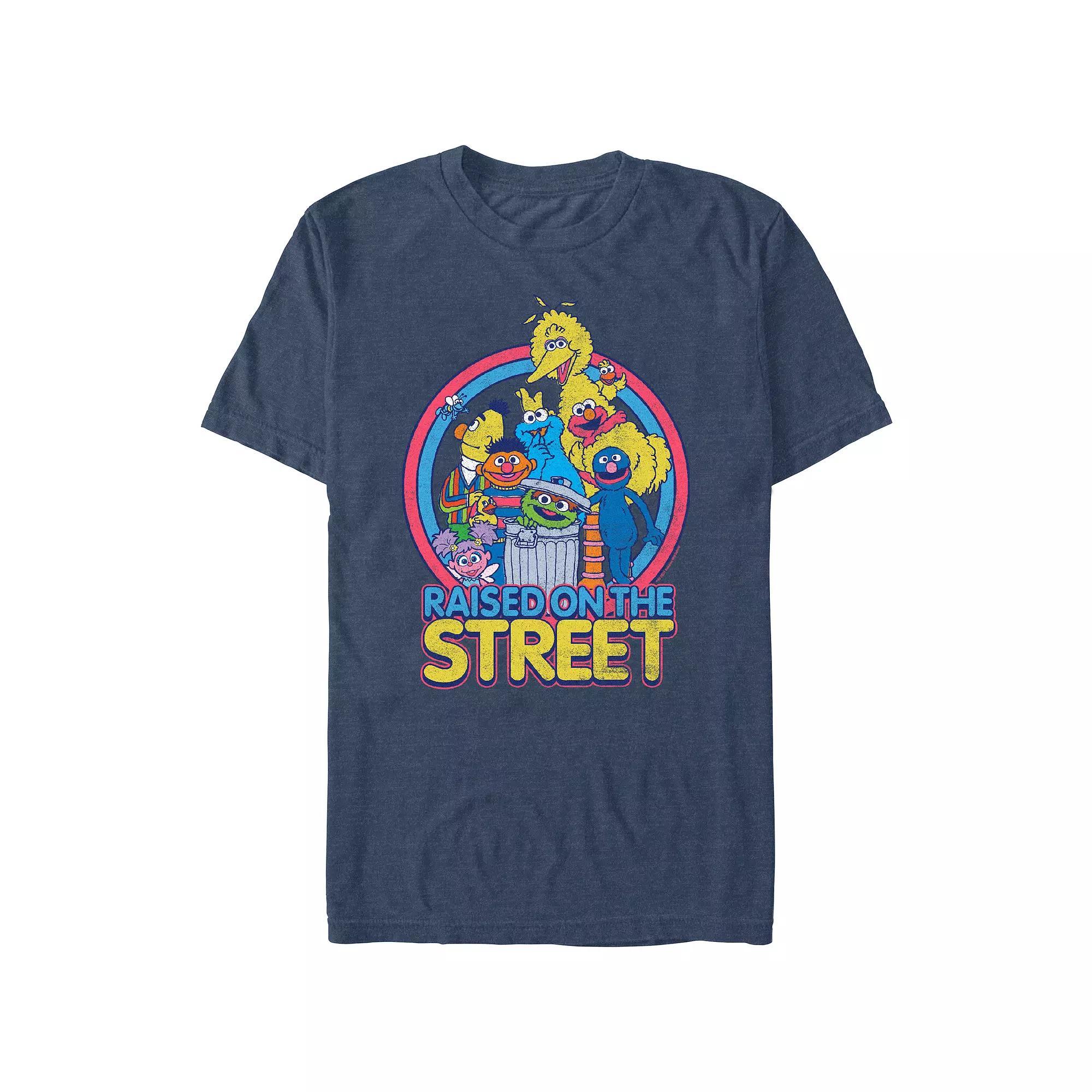 Men's Sesame Street Raised On The Street Graphic Tee, Size: Medium, Navy Grey Product Image