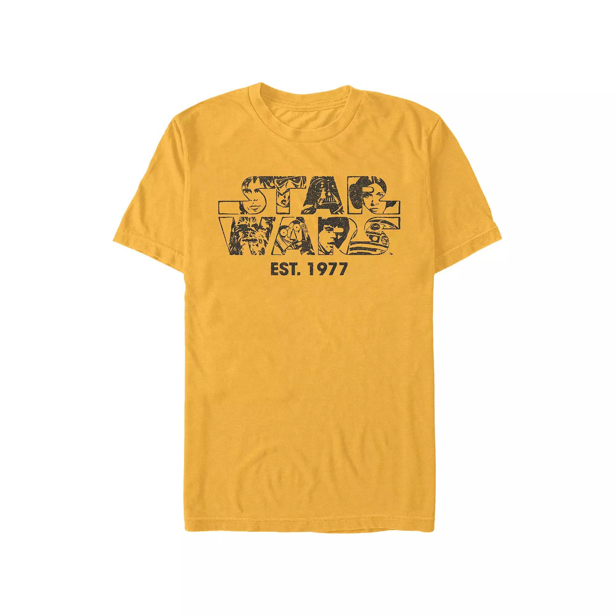 Men's Star Wars Faces Filled Logo Graphic Tee, Size: Small, Gold Product Image