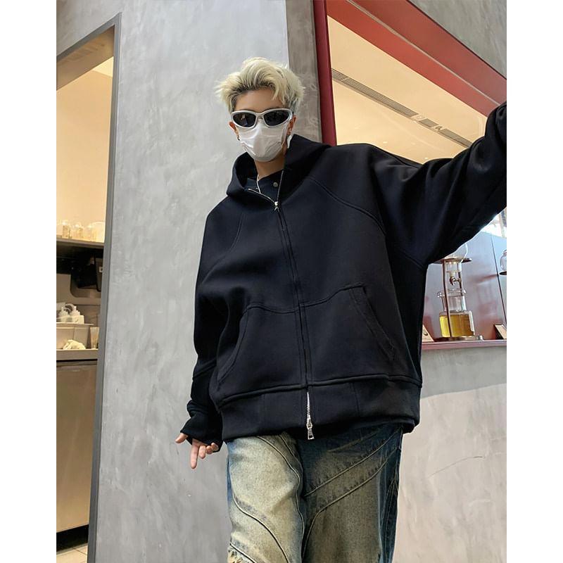 Plain Oversized Zip Hoodie Product Image