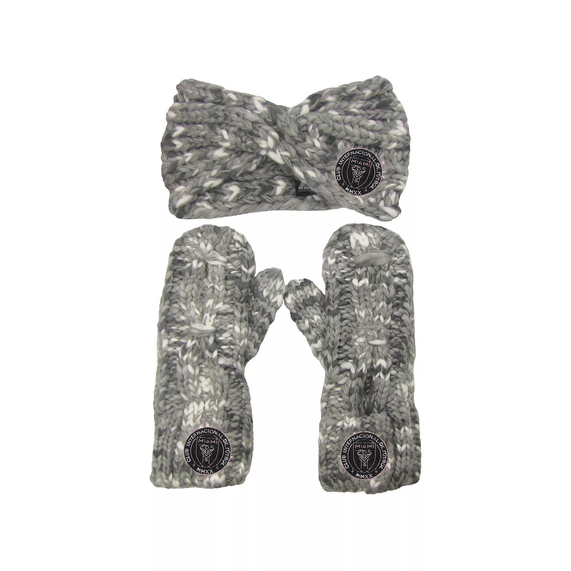 Women's ZooZatz Inter Miami CF Marled Headband and Mittens Set, Mls Grey Product Image