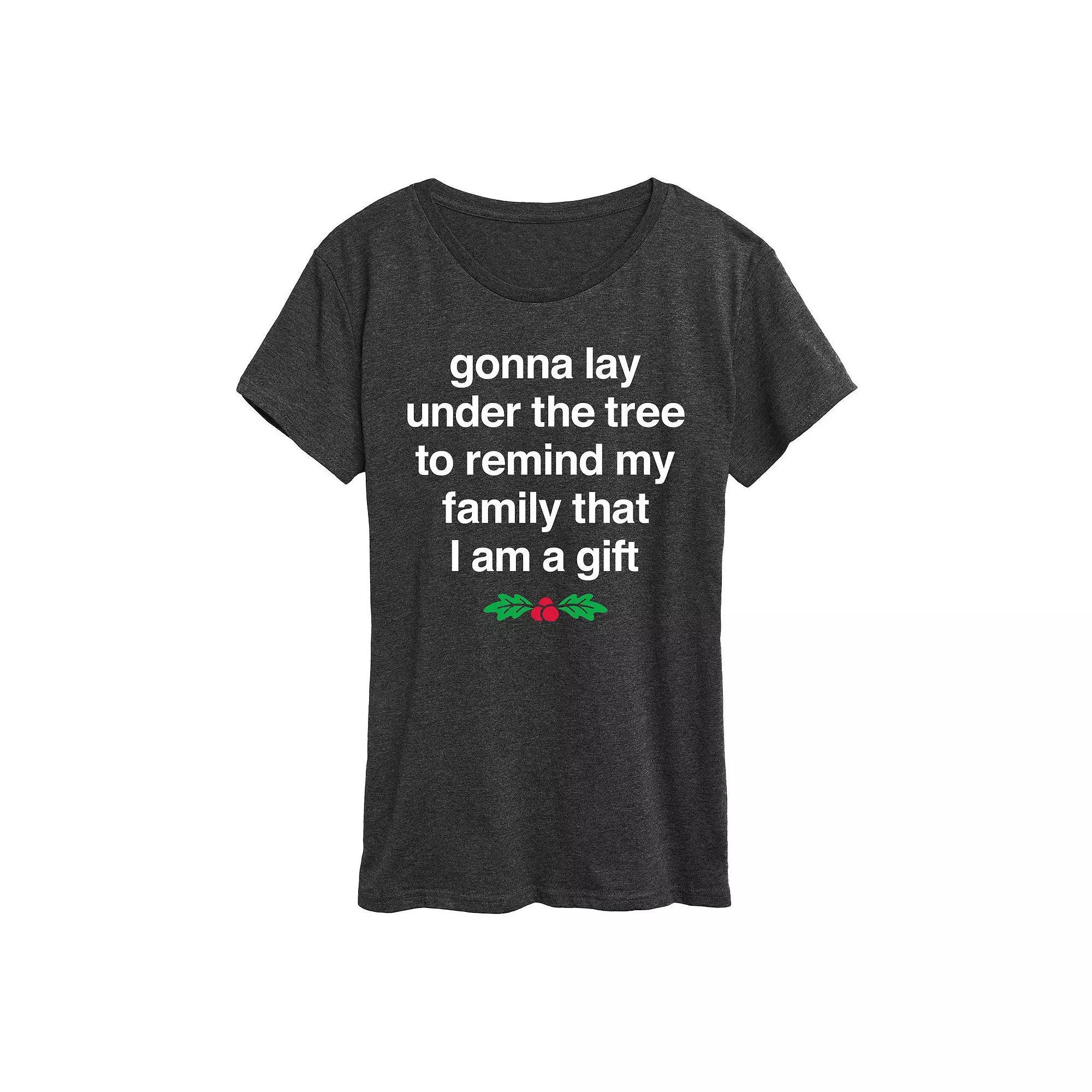 Women's Gonna Lay Under The Tree Graphic Tee, Girl's, Size: XL, Grey Gray Product Image