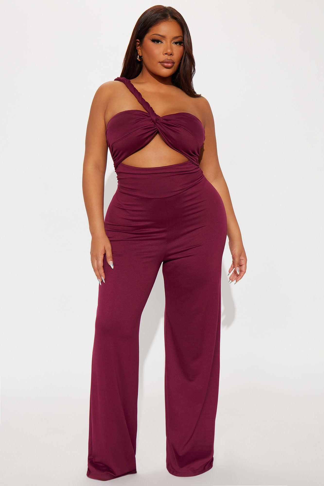 Brezzy Braided Cut Out Jumpsuit - Wine Product Image