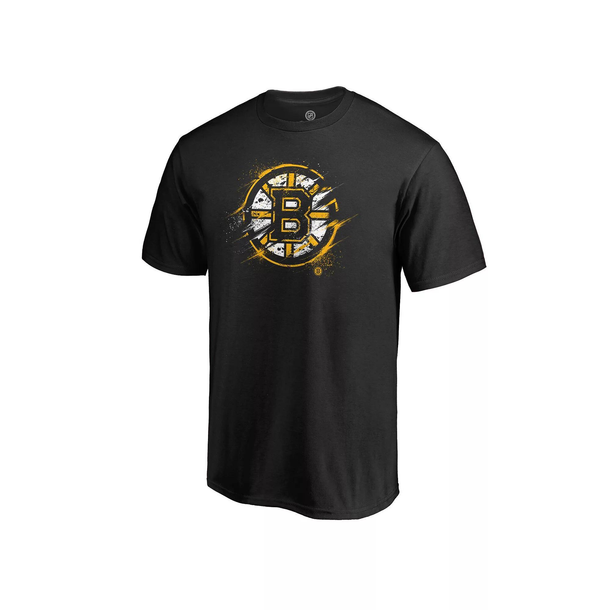 Men's Fanatics Branded Black Boston Bruins Splatter Logo T-Shirt, Size: Large Product Image