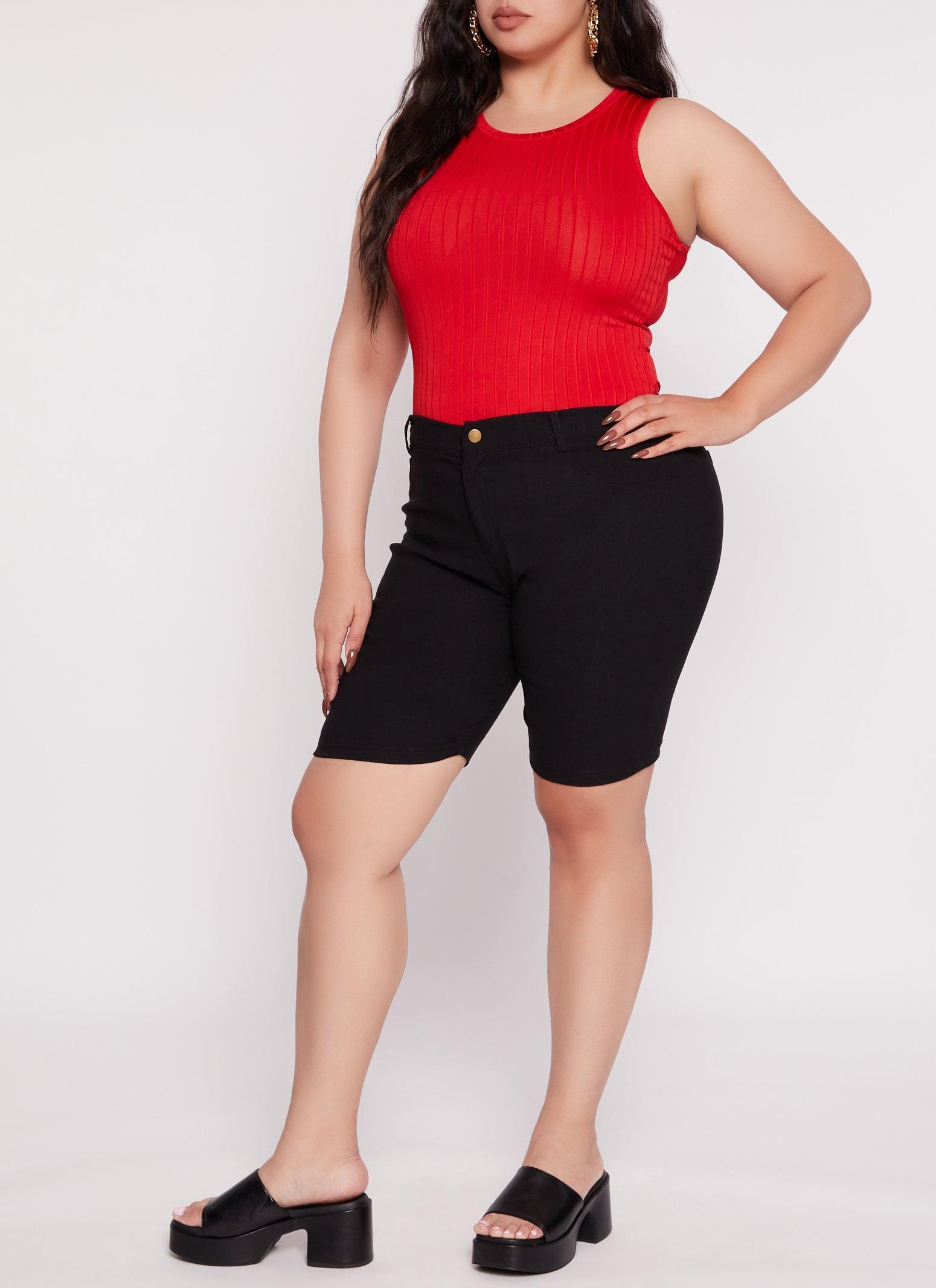 Womens Plus Size High Waist Hyperstretch Bermuda Shorts Product Image