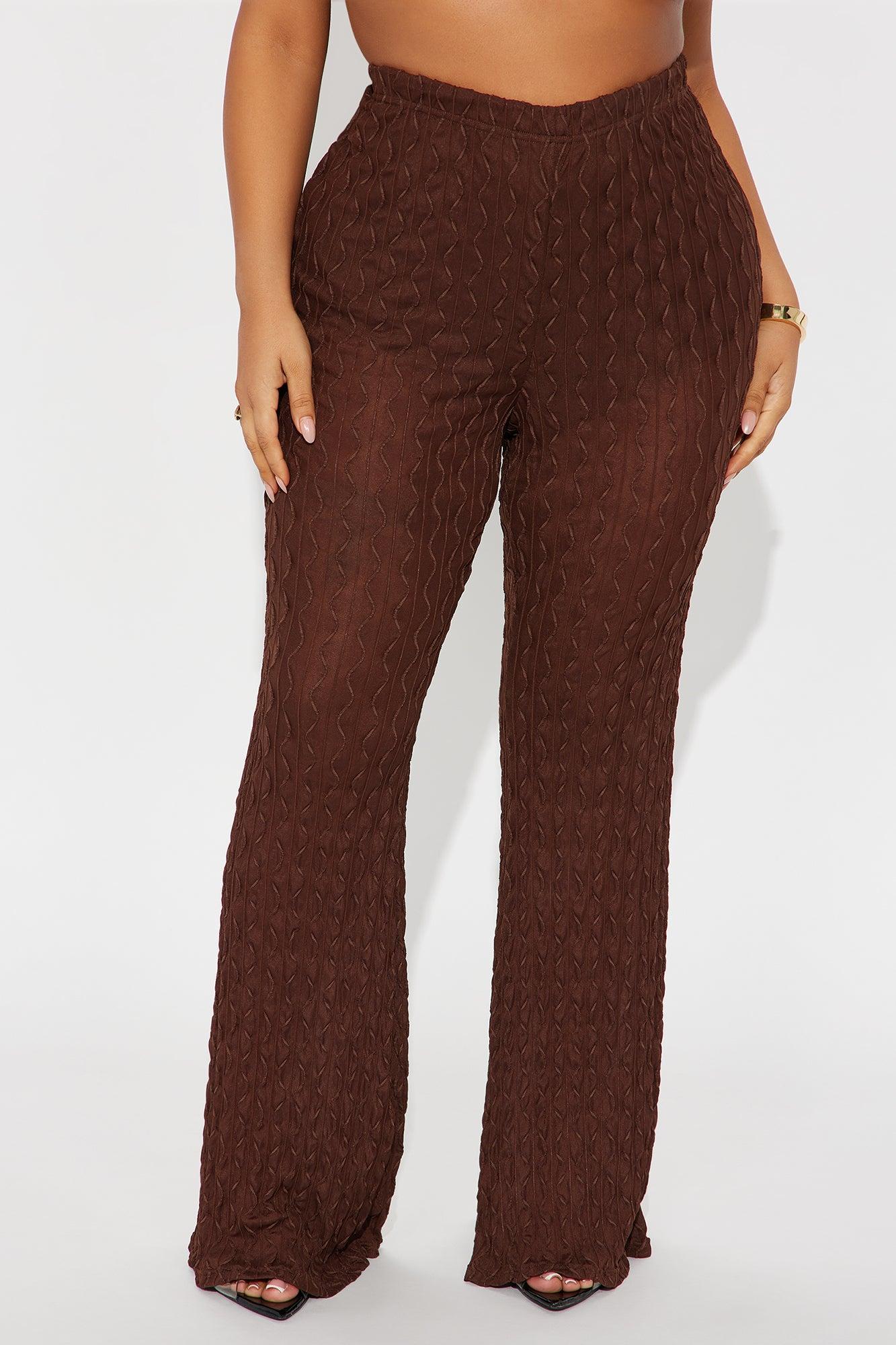 Romina High Rise Textured Flare Pant - Chocolate Product Image