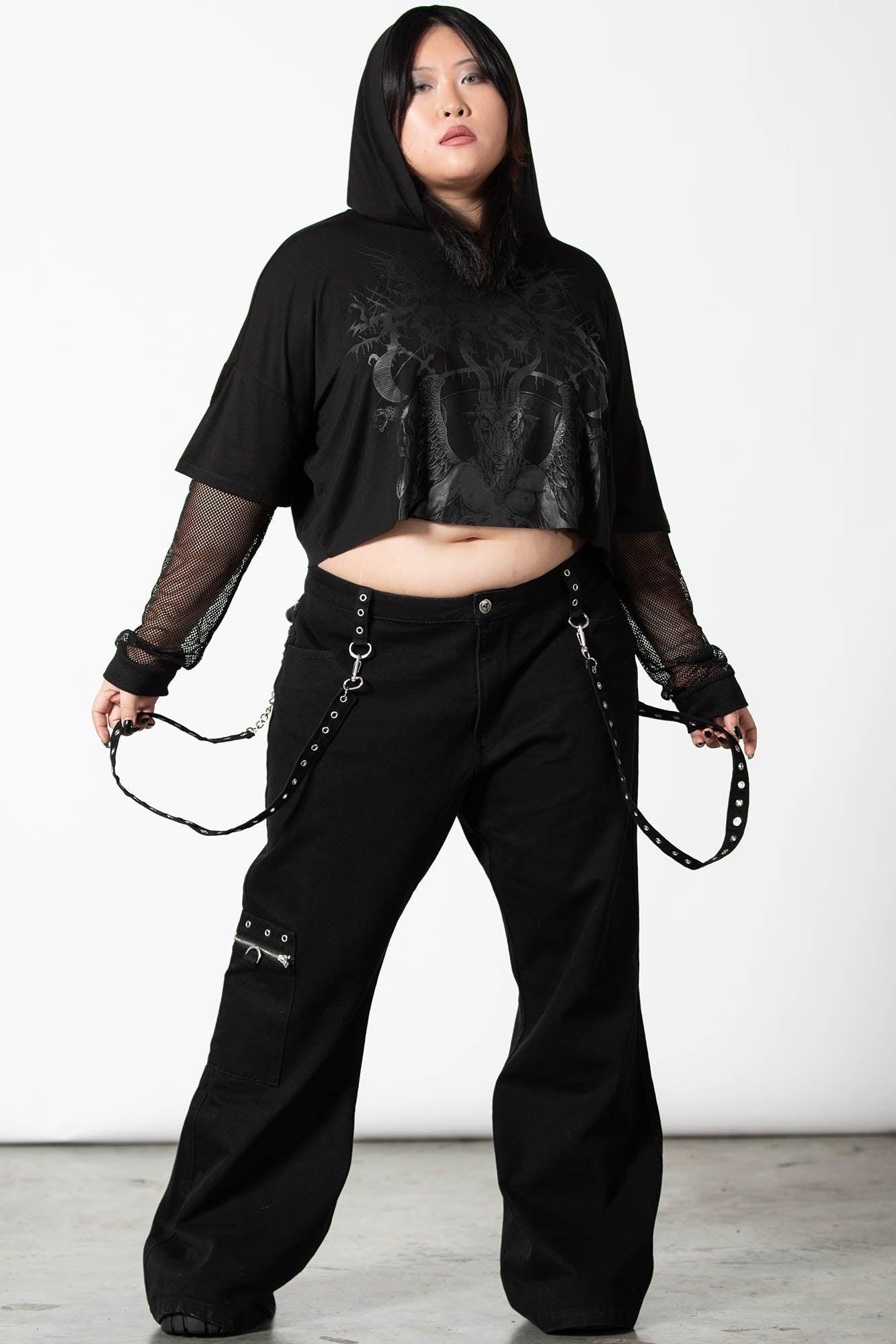 Dark Forces Cropped Hoodie / Black / 95% Rayon 5% Elastane Product Image