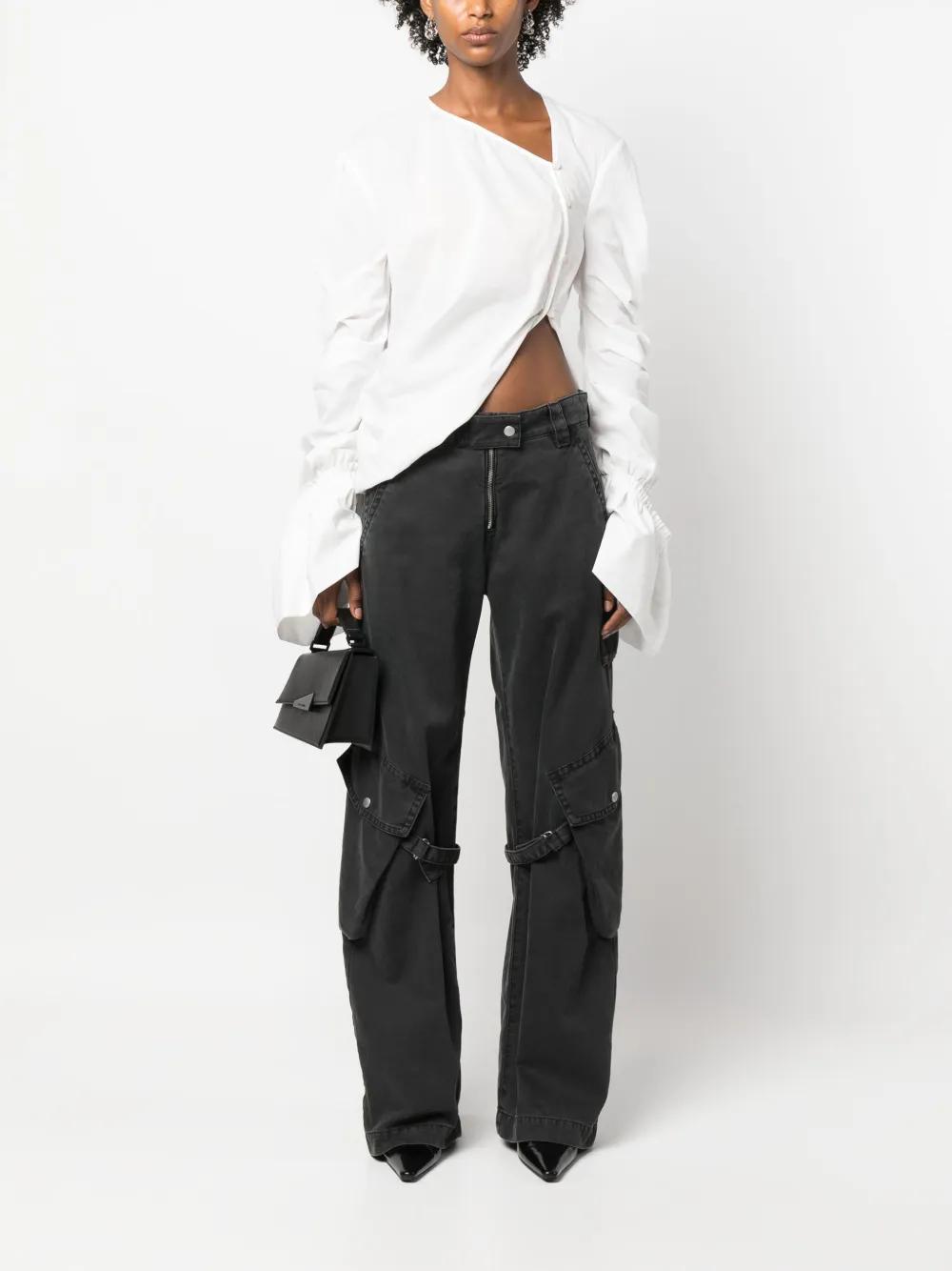 draped asymmetric cotton blouse Product Image