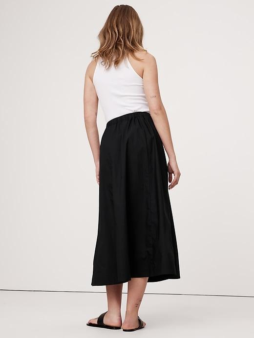 Cotton Poplin Button-Down Long Midi Skirt Product Image
