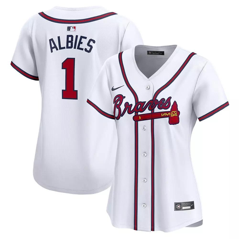 Women's Nike Ozzie Albies White Atlanta Braves Home Limited Player Jersey, Size: Small Product Image