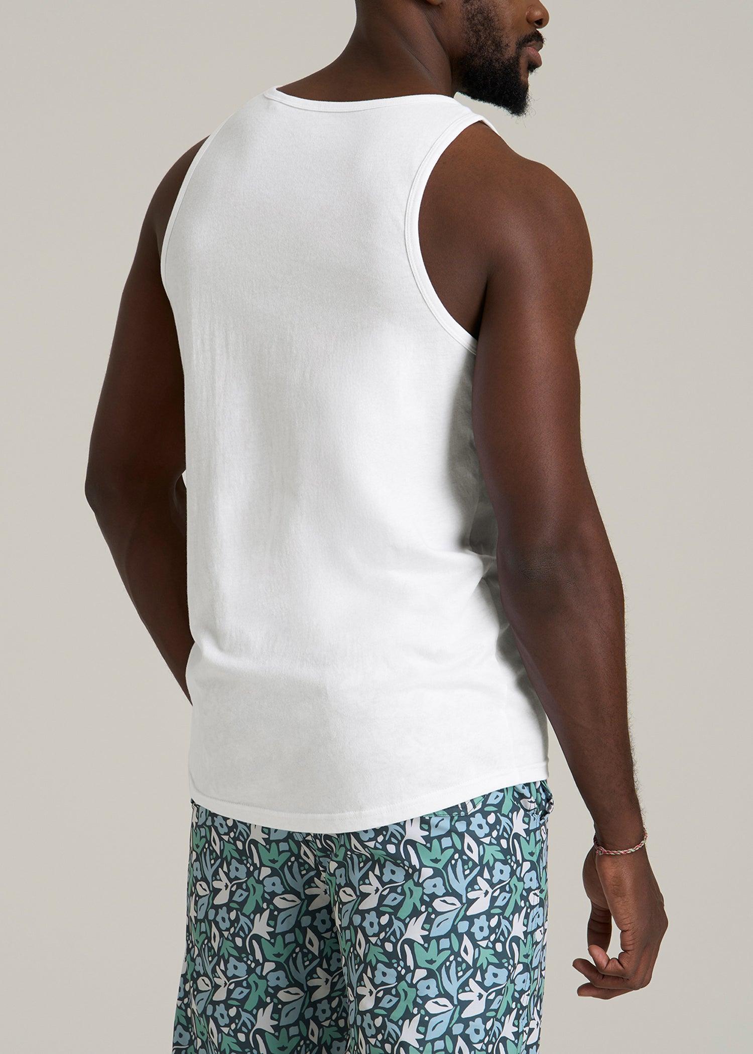The Essential Beach Tank for Tall Men in White Product Image
